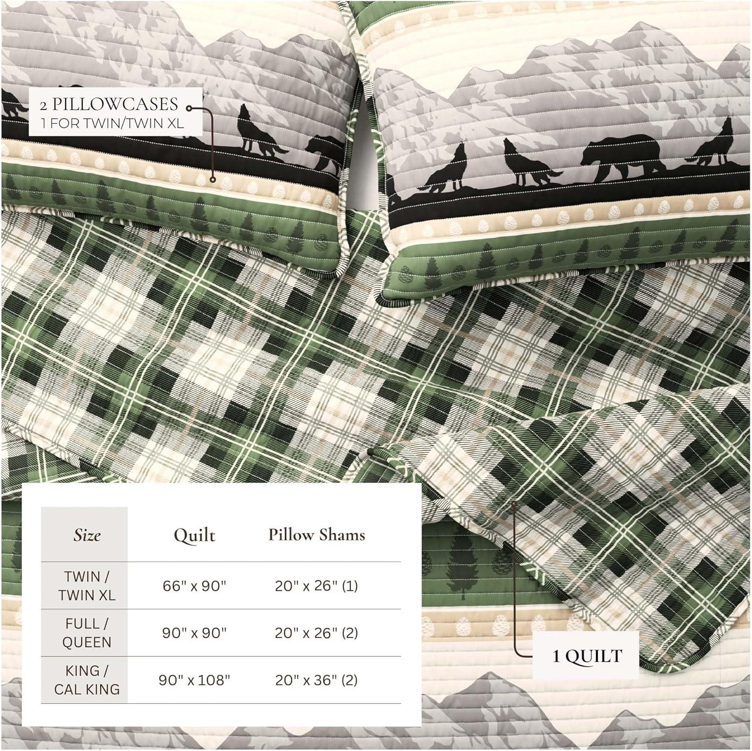 Great Bay Home Rustic Lodge Patchwork Reversible Reversible Quilt Set With Shams  (Full / Queen, Salt Creek)