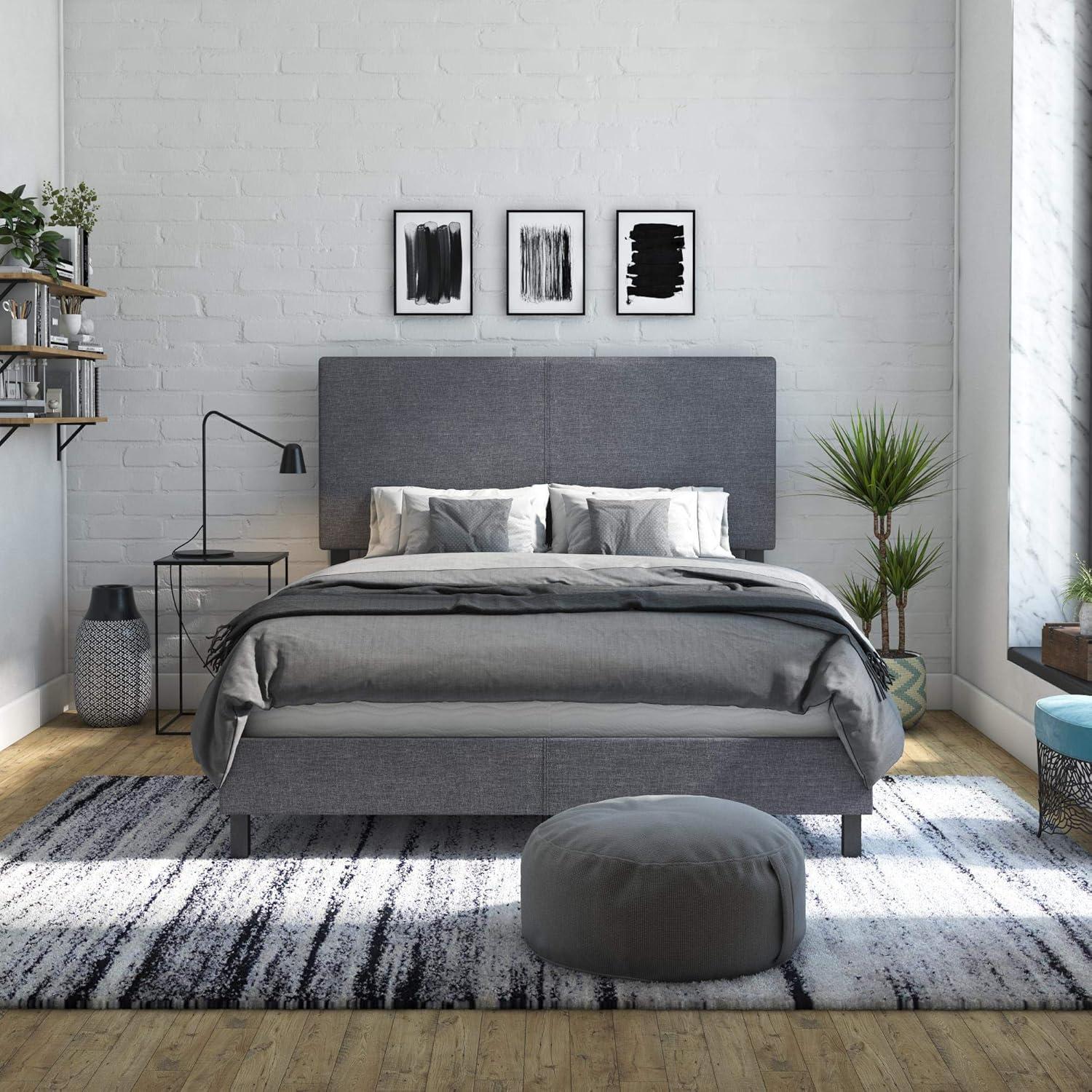 DHP Janford Upholstered Bed, Gray Linen, Full