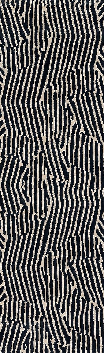 Momeni 2'3"x7'6" Xander Everly Machine Loomed Runner Rug Black: Geometric Pattern, Indoor, Low Pile, Polyester & Polypropylene