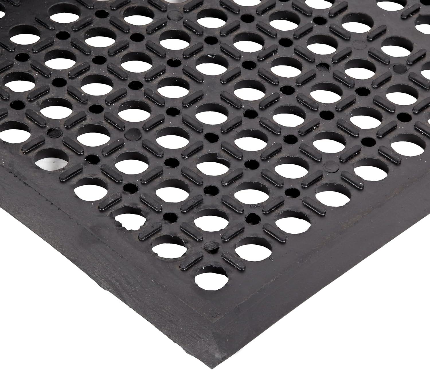 Sanitop Black Rubber Anti-Fatigue Drainage Mat 3' x 10'