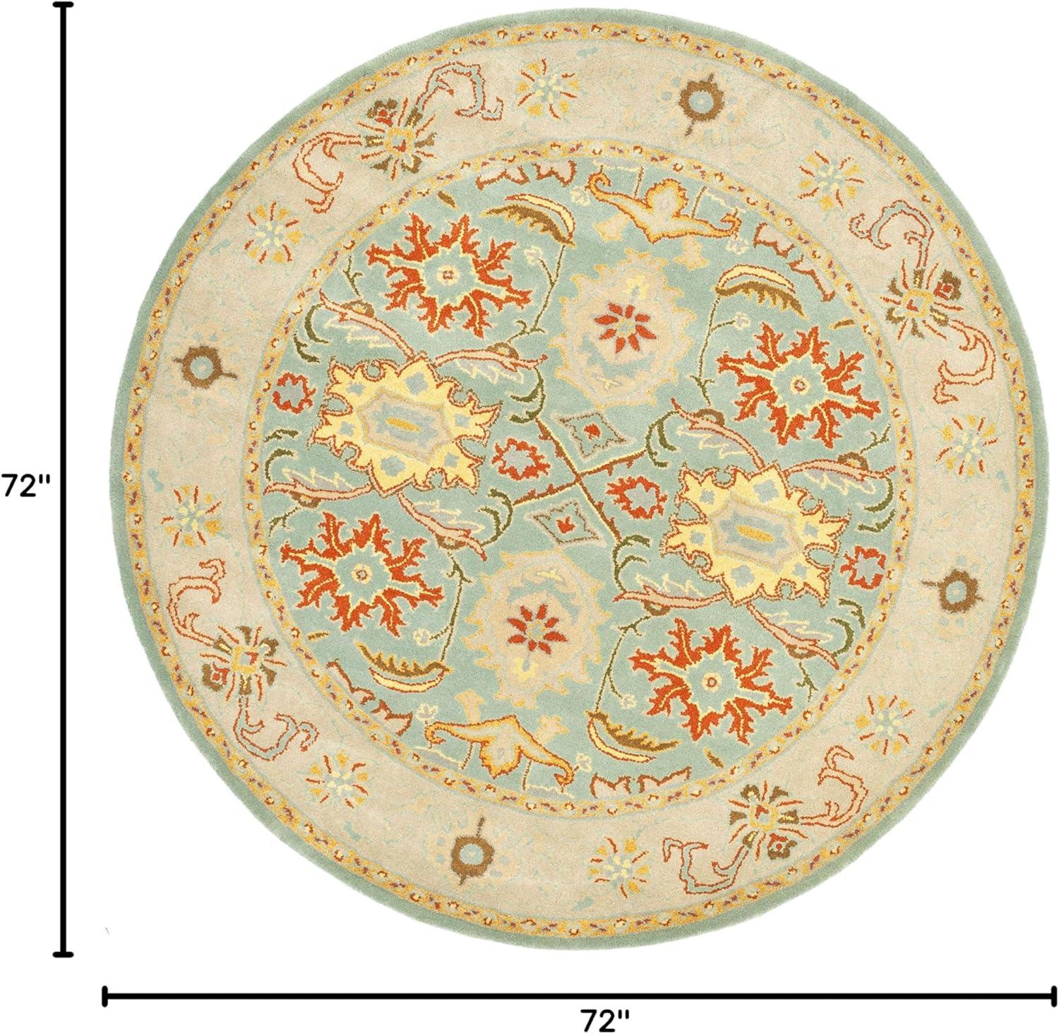 Heritage HG734 Handmade Area Rug - 6' Round - Light Blue/Ivory - Safavieh