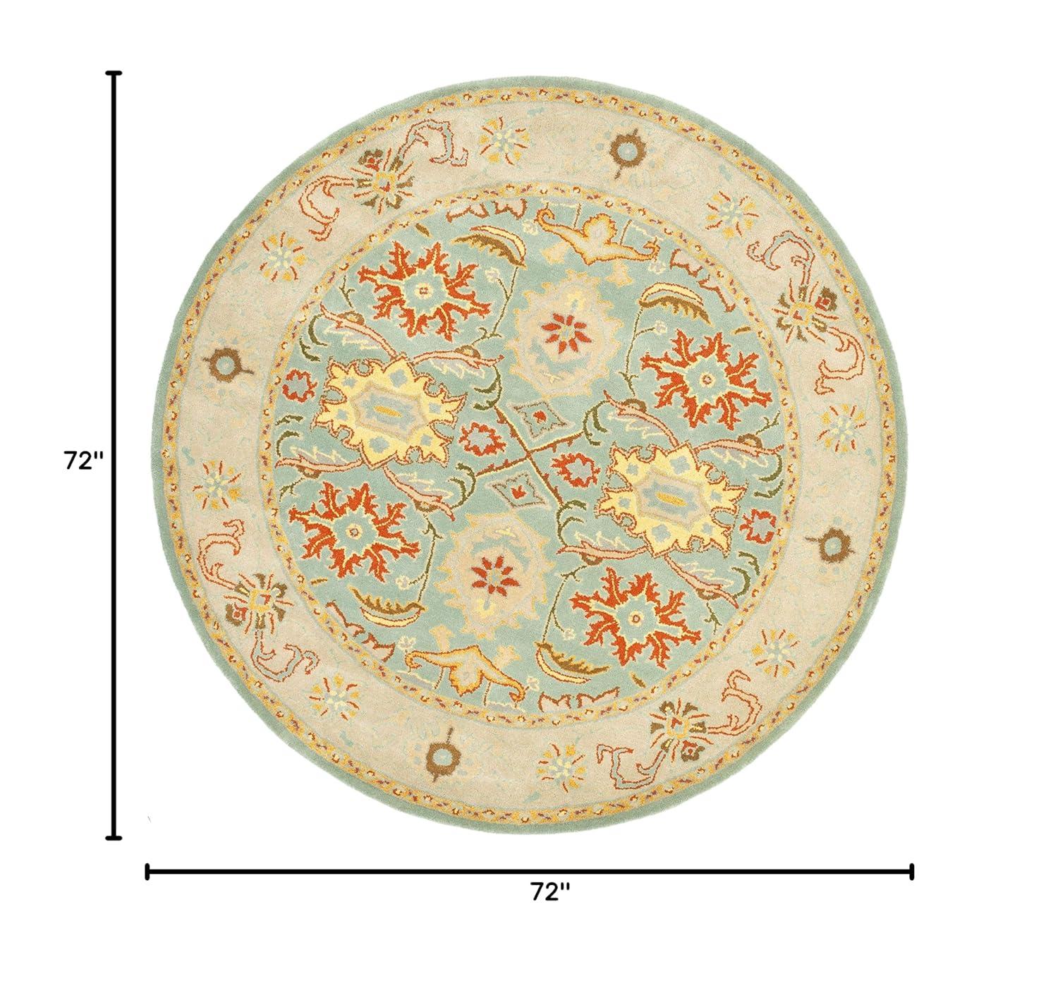Heritage HG734 Handmade Area Rug - 6' Round - Light Blue/Ivory - Safavieh