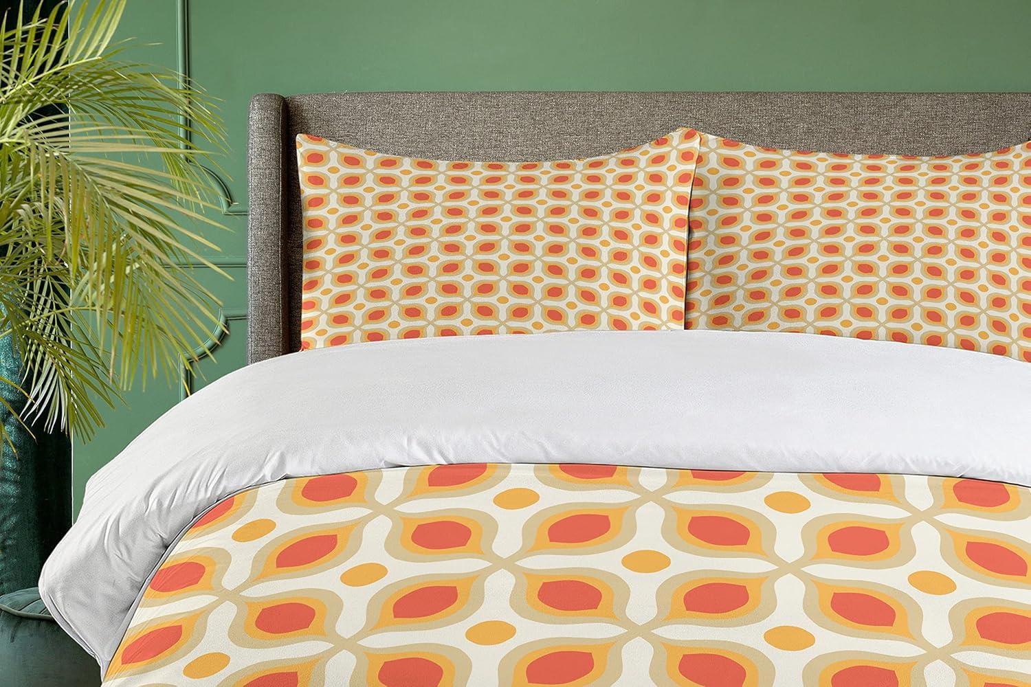 Ambesonne Cottage Americana Geometric Shapes Duvet Cover Set