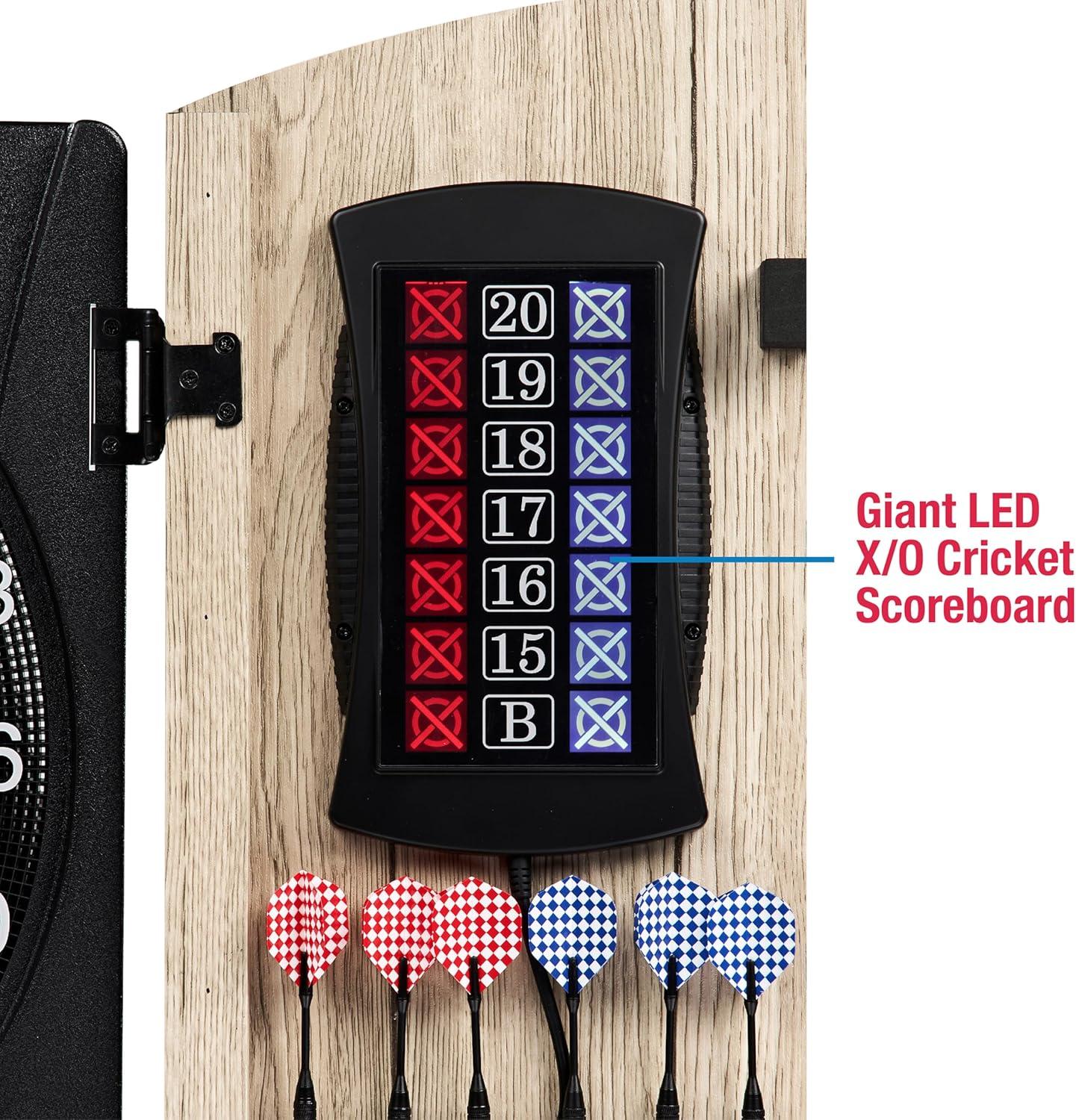 MD Sports MD Sports Elmhurst Electronic Dartboard Cabinet with Digital Scorekeeping and Soft Tip Dart Set