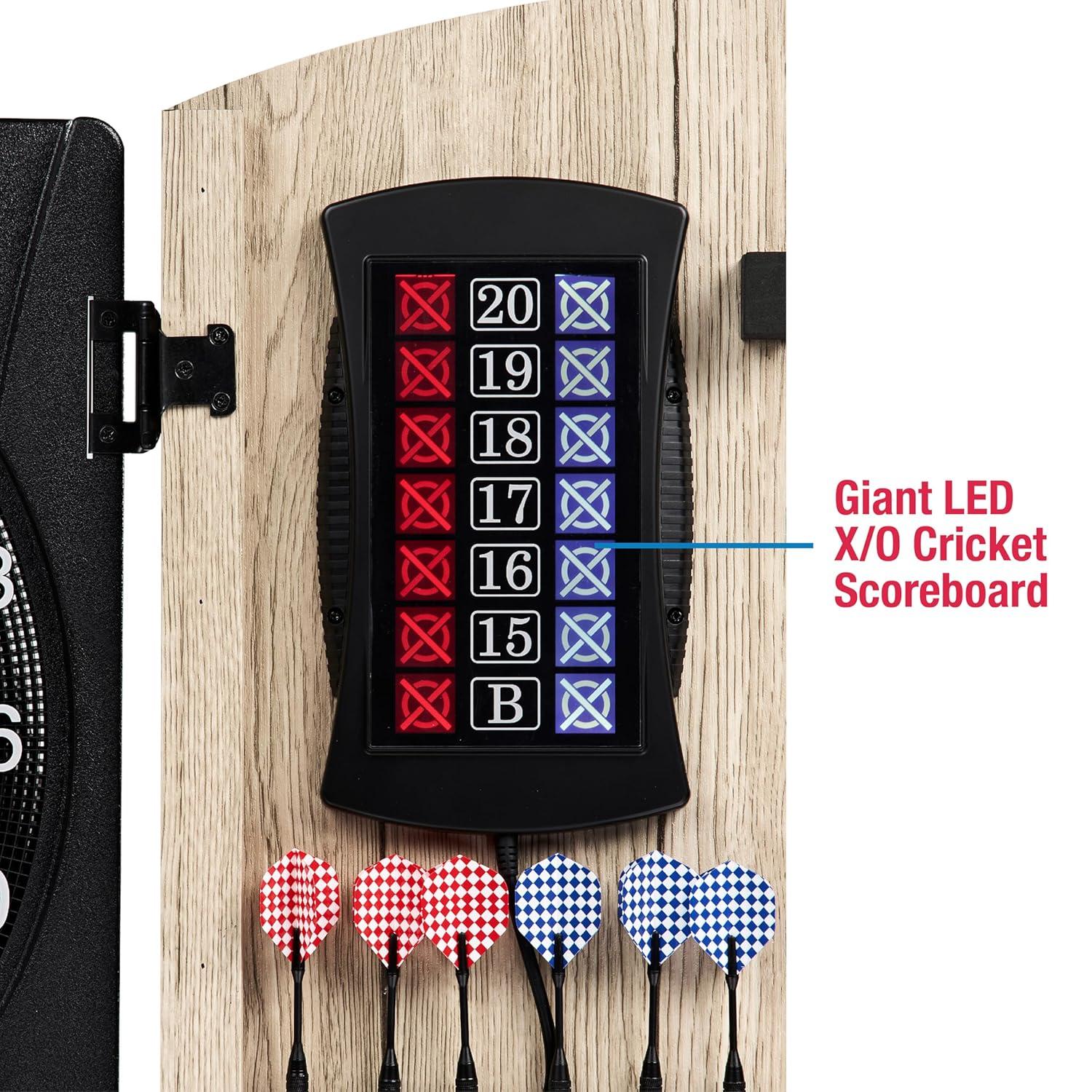 MD Sports MD Sports Elmhurst Electronic Dartboard Cabinet with Digital Scorekeeping and Soft Tip Dart Set