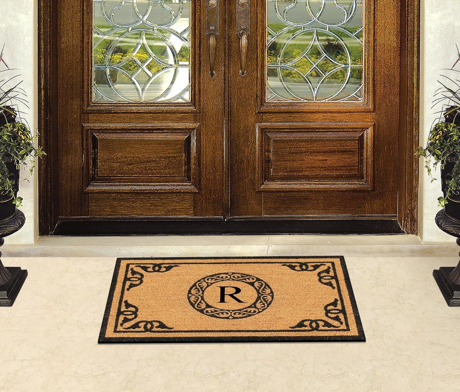 A1HC First Impression Hand Crafted by Artisans Geneva Monogrammed Entry Doormat, 24"X39" R