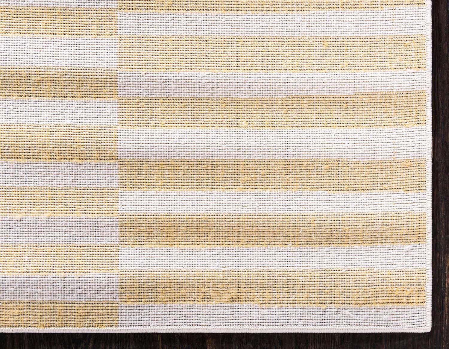 Unique Loom Williamsburg Collection Area Rug - Striped (4' 1" x 6' 1" Rectangle Yellow/Ivory)