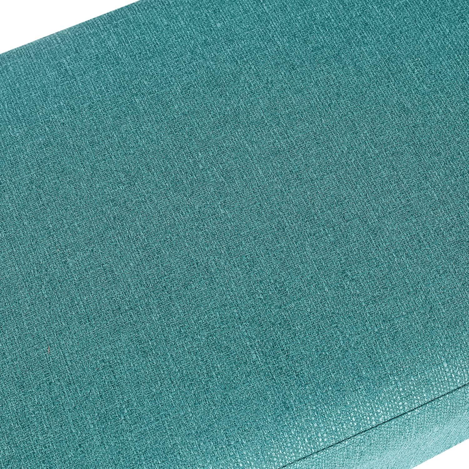 Adeco Upholstered Line PeacockGgreen Ottoman, 35 inch, End of Bed Footrest Stool with Golden Metal Legs for Bedroom, Living Room Entryway Bench, Peacock Green (KX0167-6)