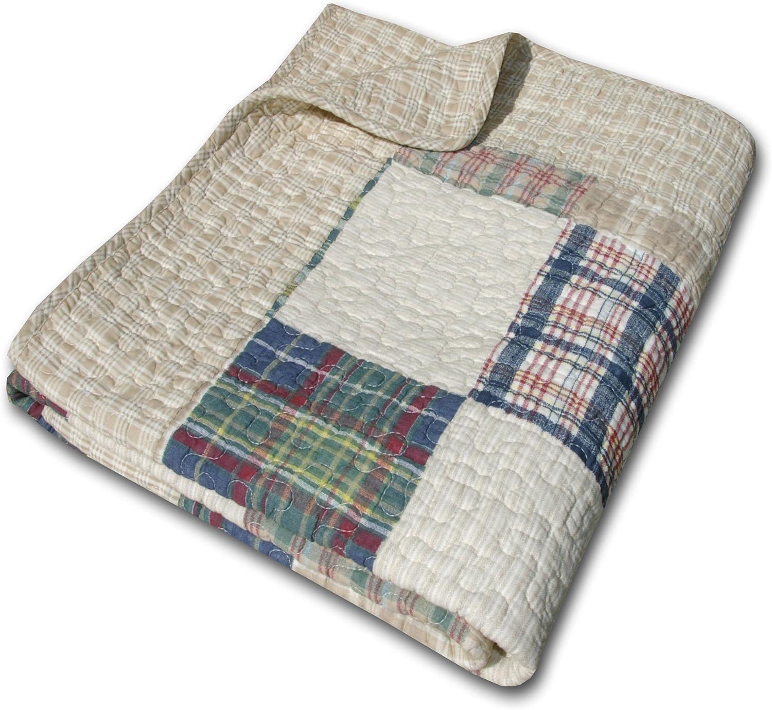 50"x60" Oxford Throw Blanket - Greenland Home Fashions: Cotton Woven, Check Pattern, All Ages