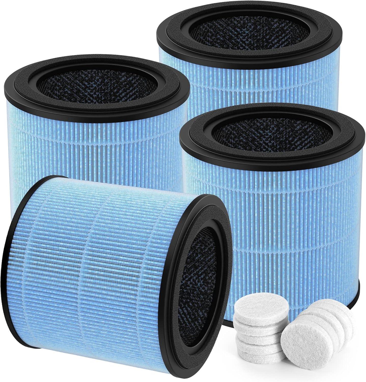 High-Efficiency Blue Air Purifier Replacement Filters, 4-Pack