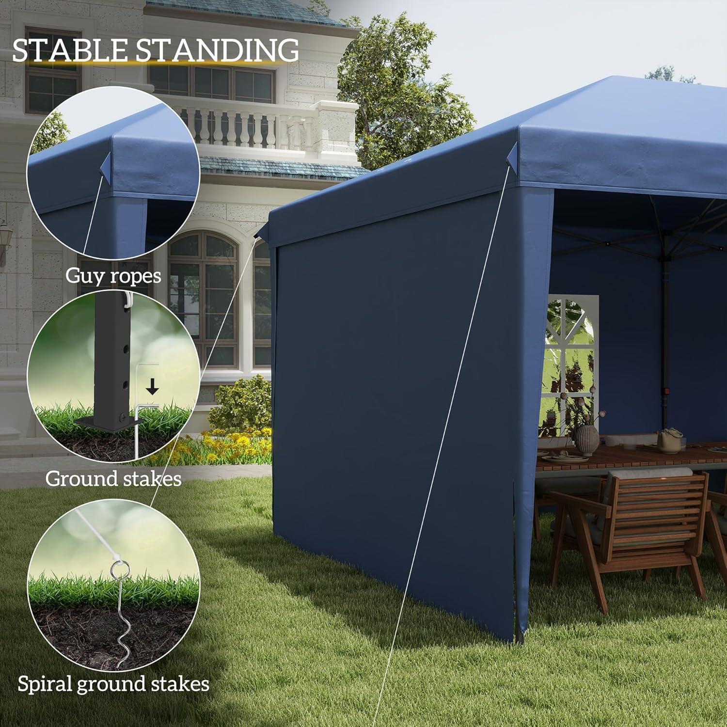 Outsunny 10' x 20' Heavy Duty Pop Up Canopy Party Tent with 4 Removable Sidewalls, Outdoor Cabana Gazebo with Carry Bag, Weather Protection, White