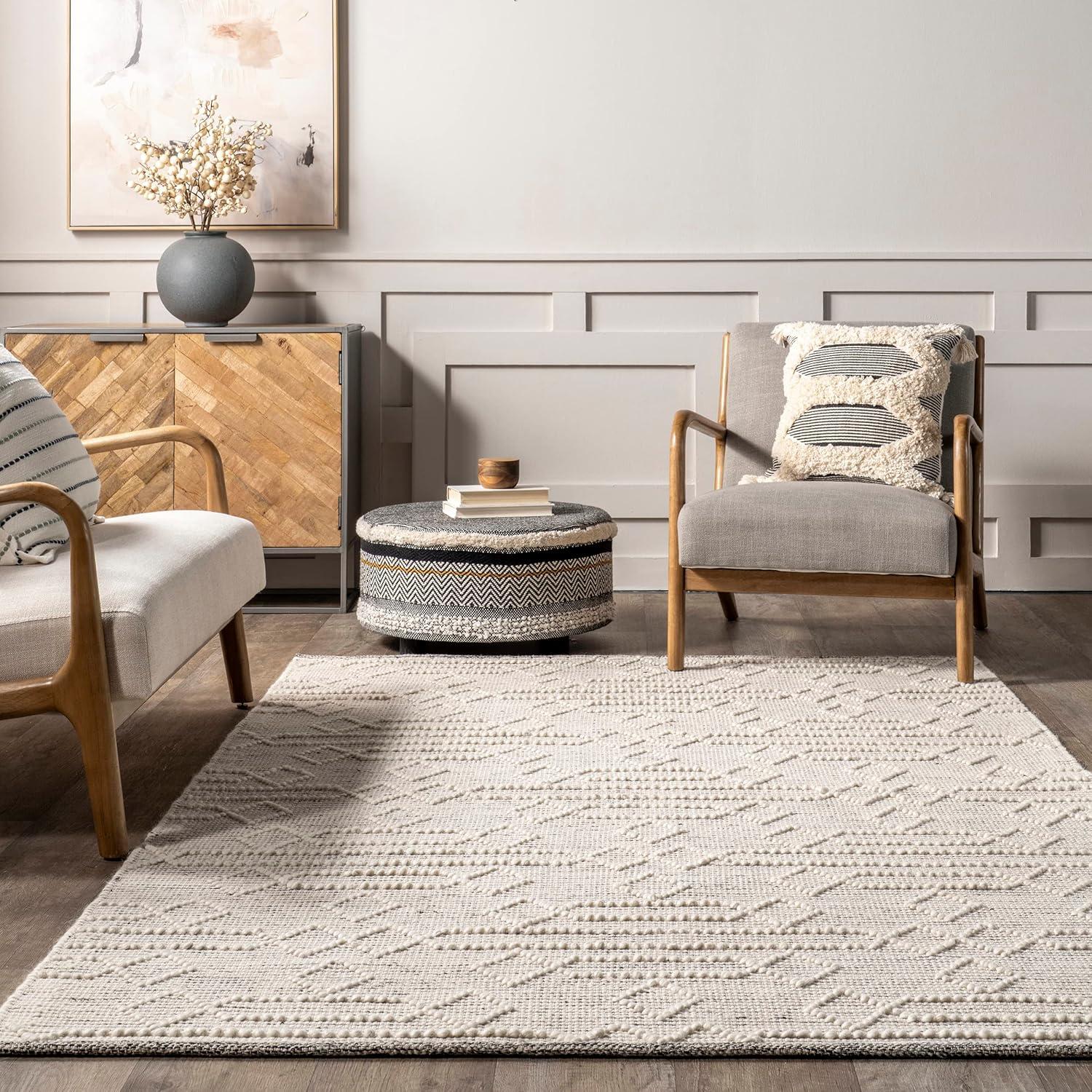 Lucile Gray Wool Moroccan Diamond Area Rug