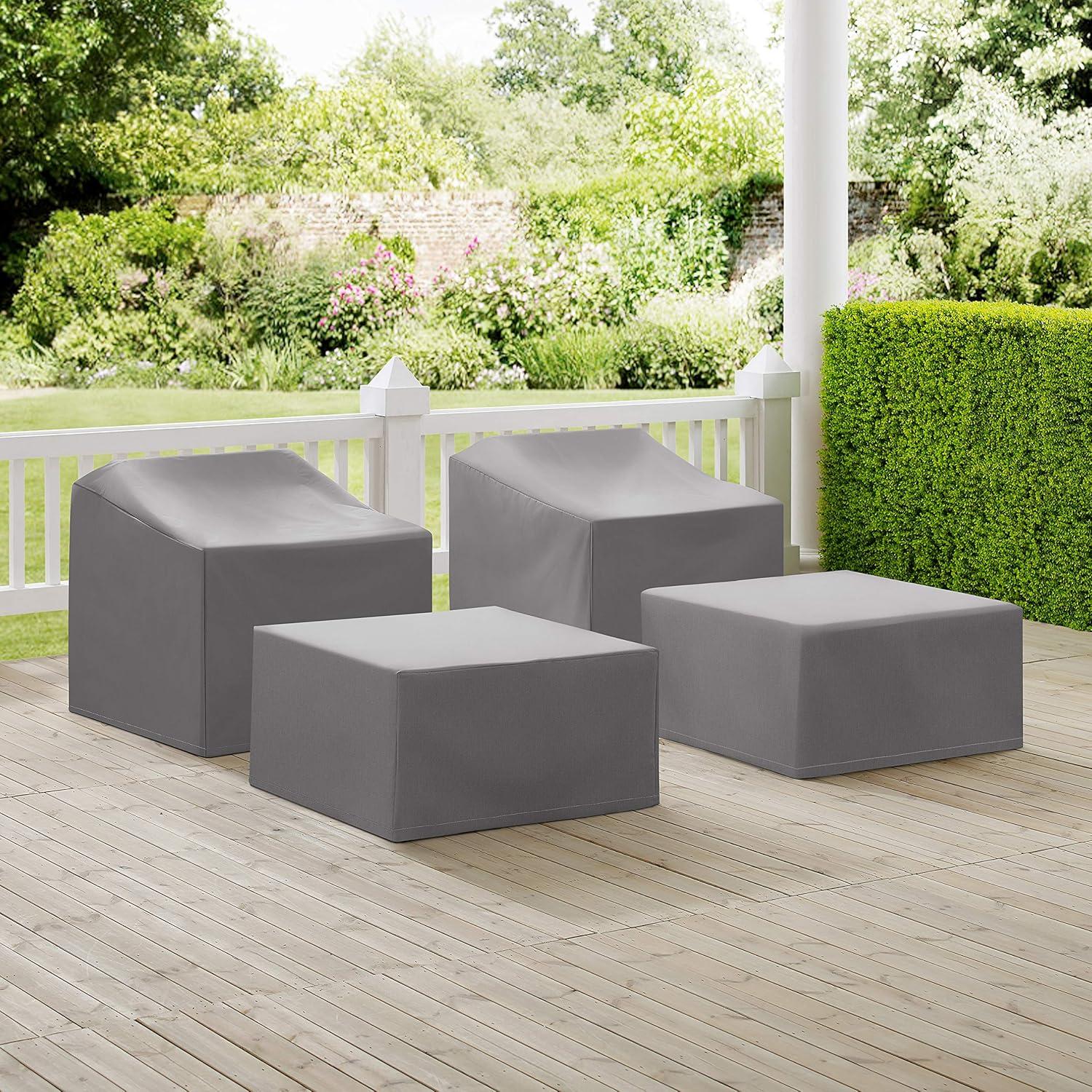 Crosley 4pc Furniture Cover Set: Vinyl Protective Covers for Outdoor Seating, Waterproof & Scratch-Resistant