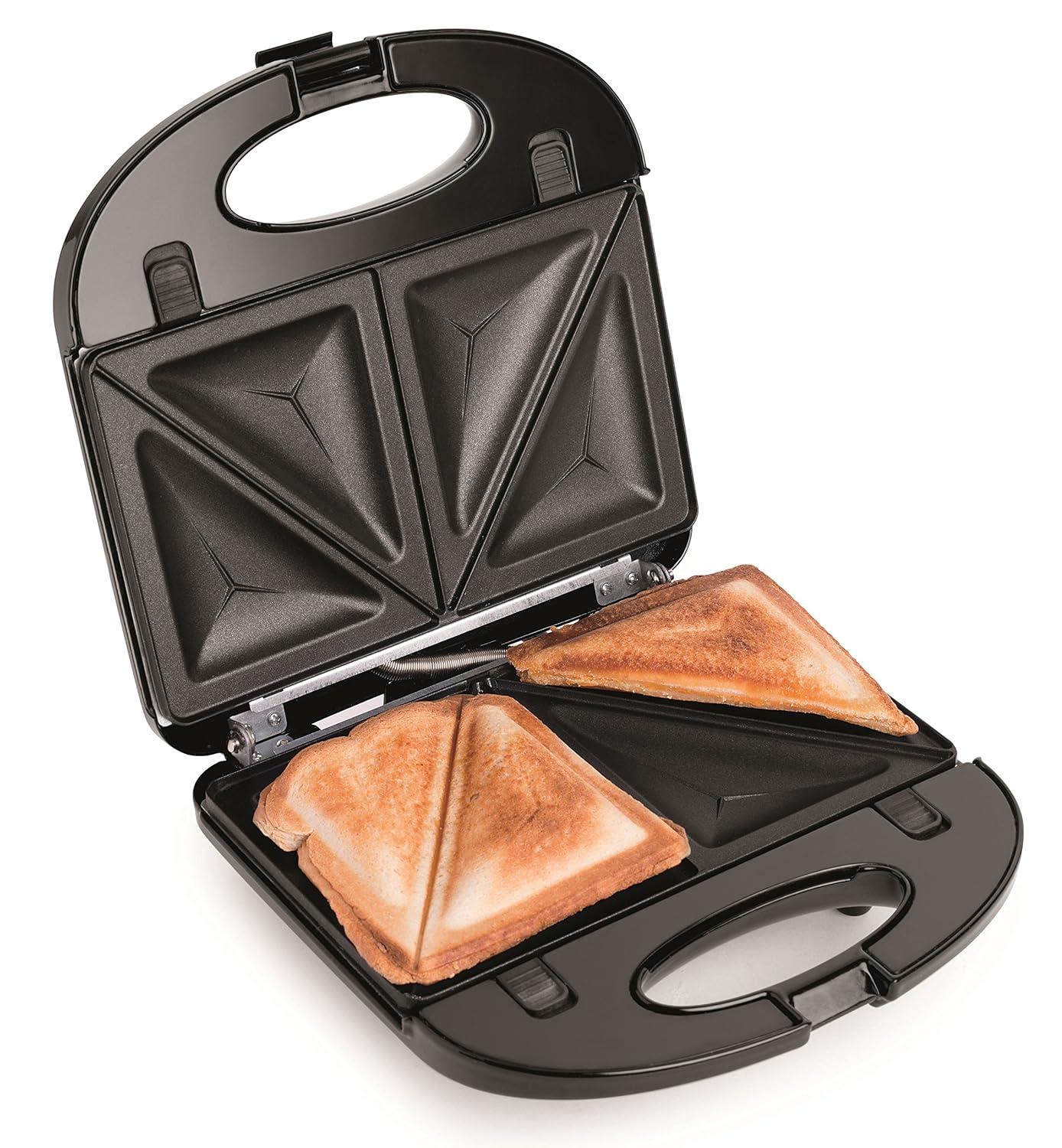 Salton 3-In-1 Pocket Sandwich Maker, Belgian Waffle Maker, and Electric Grill with Non-Stick Removable Dishwasher-Safe Plates, (SM1543)