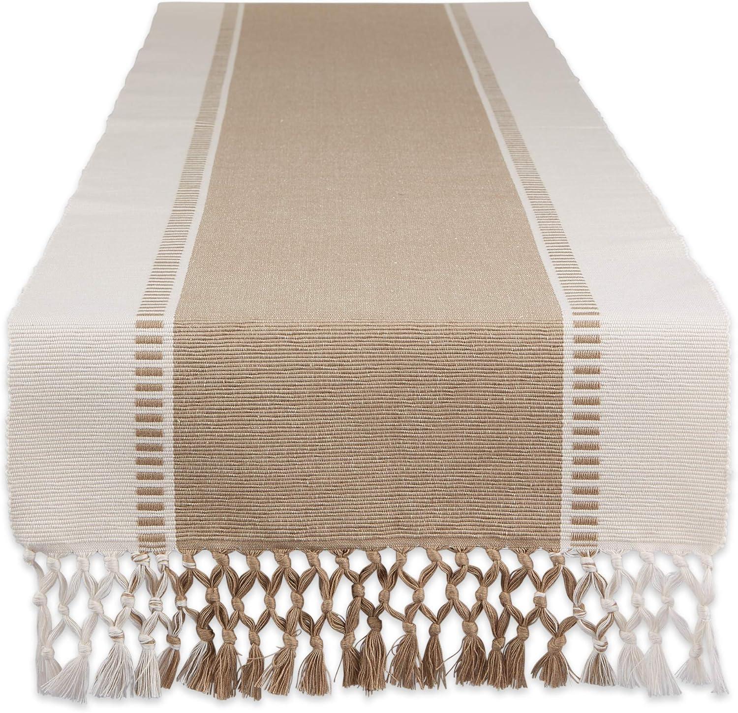 Design Imports  13 x 72 in. Stone Dobby Stripe Table Runner