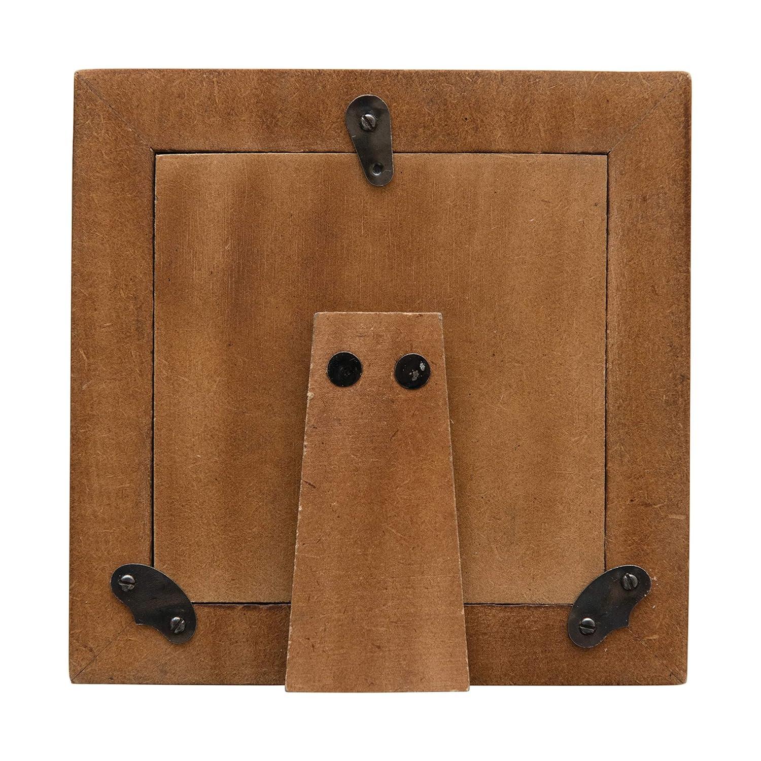 Creative Co-Op Hand-Carved Bone & MDF Photo Frame with Ribbed Pattern, Natural (Holds 4" x 4" Photo)