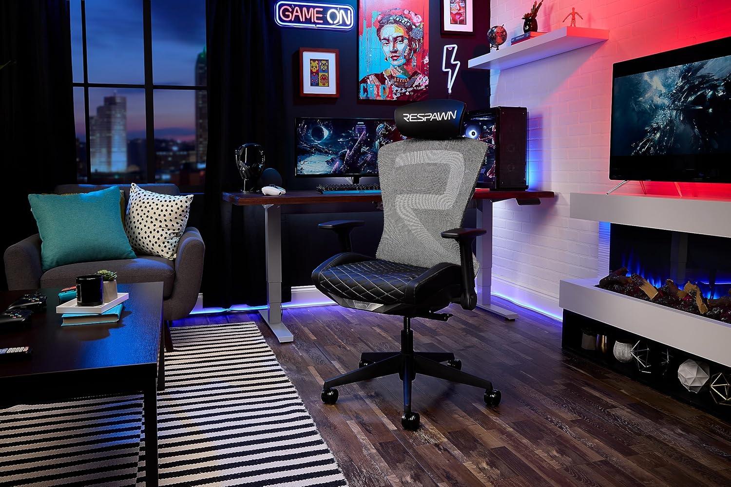 Respawn RESPAWN SPIRE Ergonomic Mesh Office Gaming Chair - High Back Home PC Computer Desk Reclining Gaming Chair, Adjustable Armrests, Adjustable Headrest, Knitted Mesh Back, Cooling Gel Seat