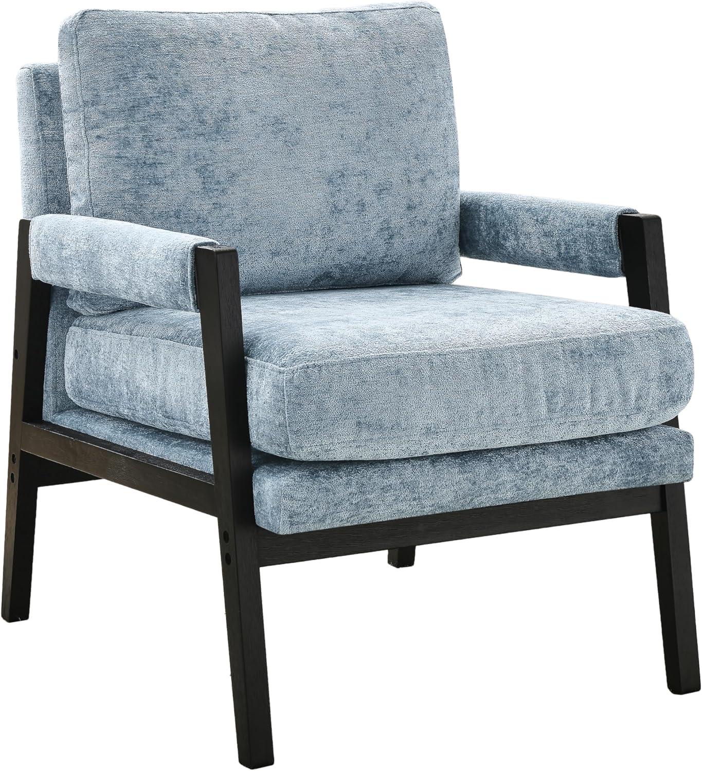 Roundhill Furniture Kelly Mid-Century Modern Chenille Upholstered Accent Armchair Blue