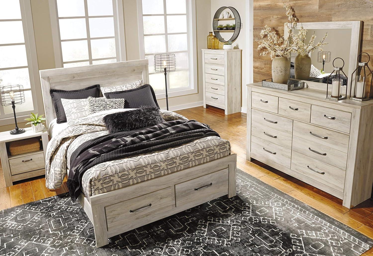 Bellaby White 5-Drawer Farmhouse Chest with Brushed Nickel Handles