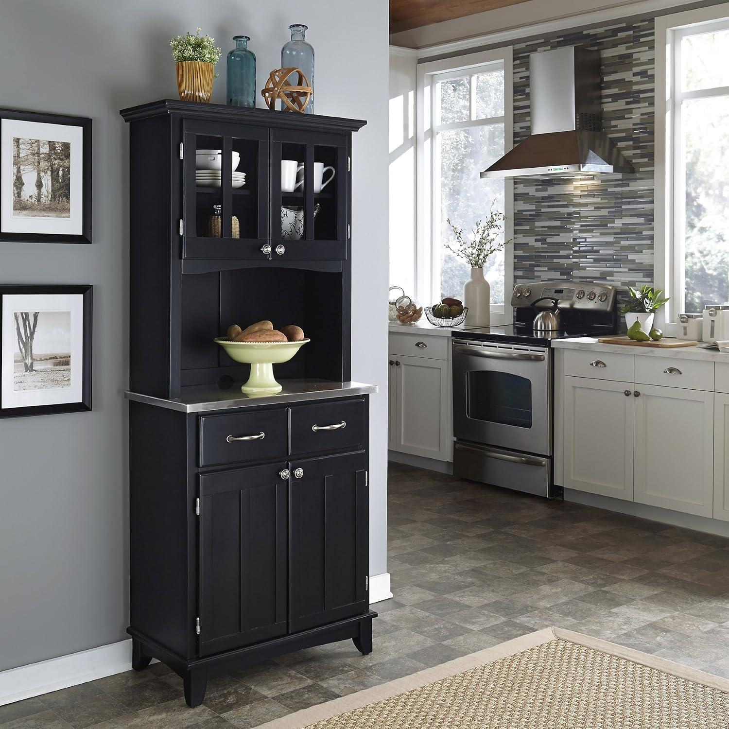 Homestyles Buffet of Buffets Wood Buffet with Hutch in Black