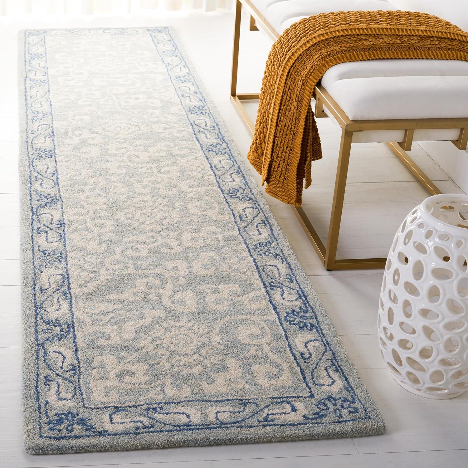 Antiquity AT860 Hand Tufted Indoor Runner Rug - Light Blue/Ivory - 2'3"x9' - Safavieh