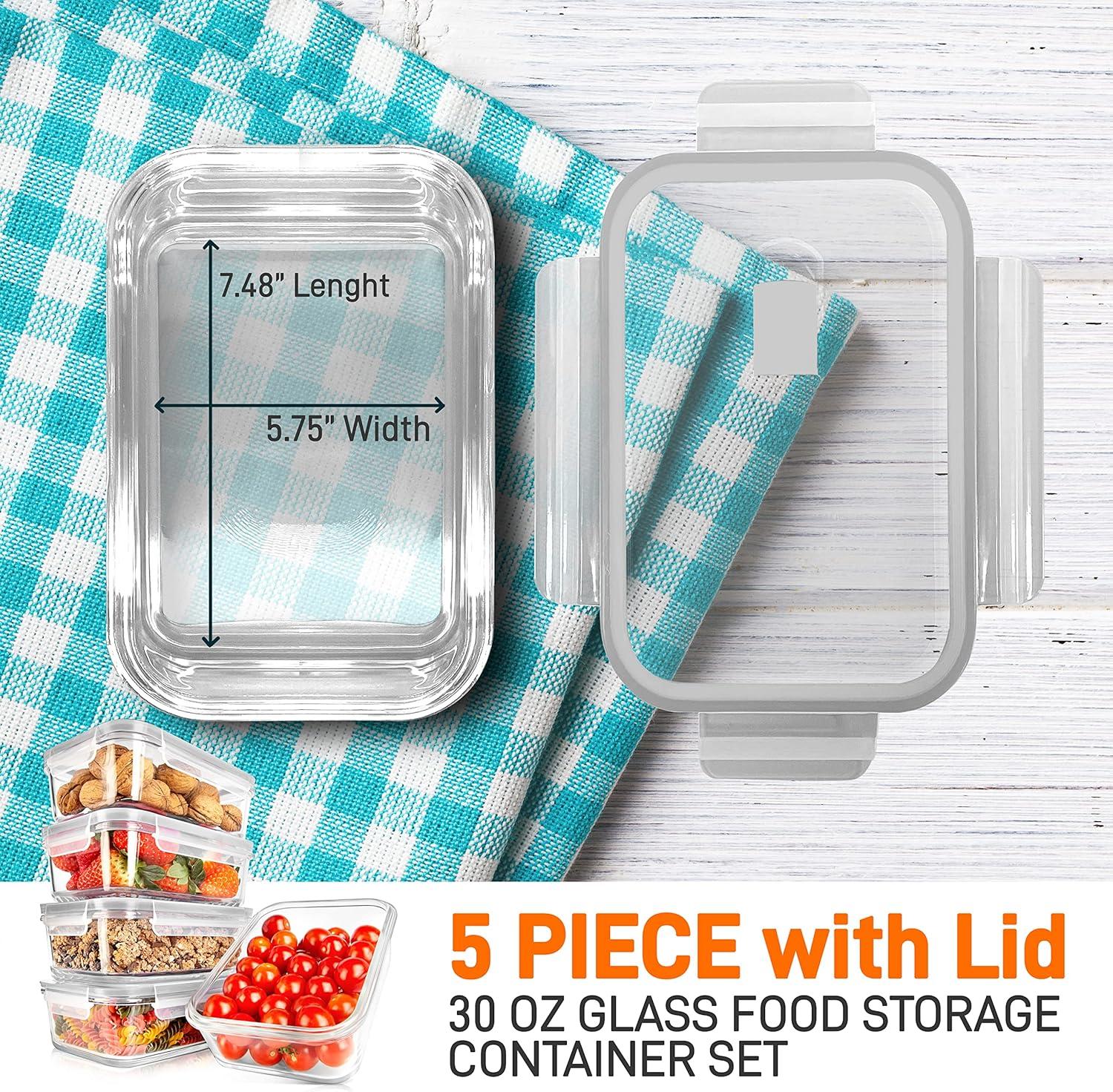 NutriChef 30oz. Glass Food Storage Container