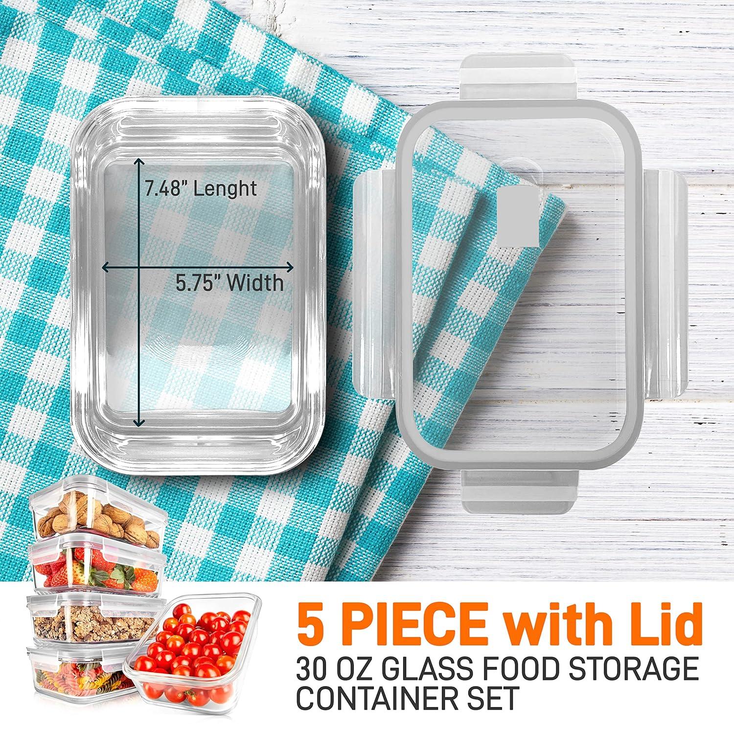 NutriChef 30oz. Glass Food Storage Container