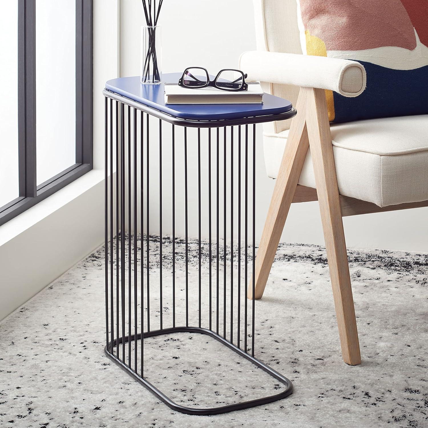 Astonishing Asymmetry Blue and Black Metal Wood Side Table