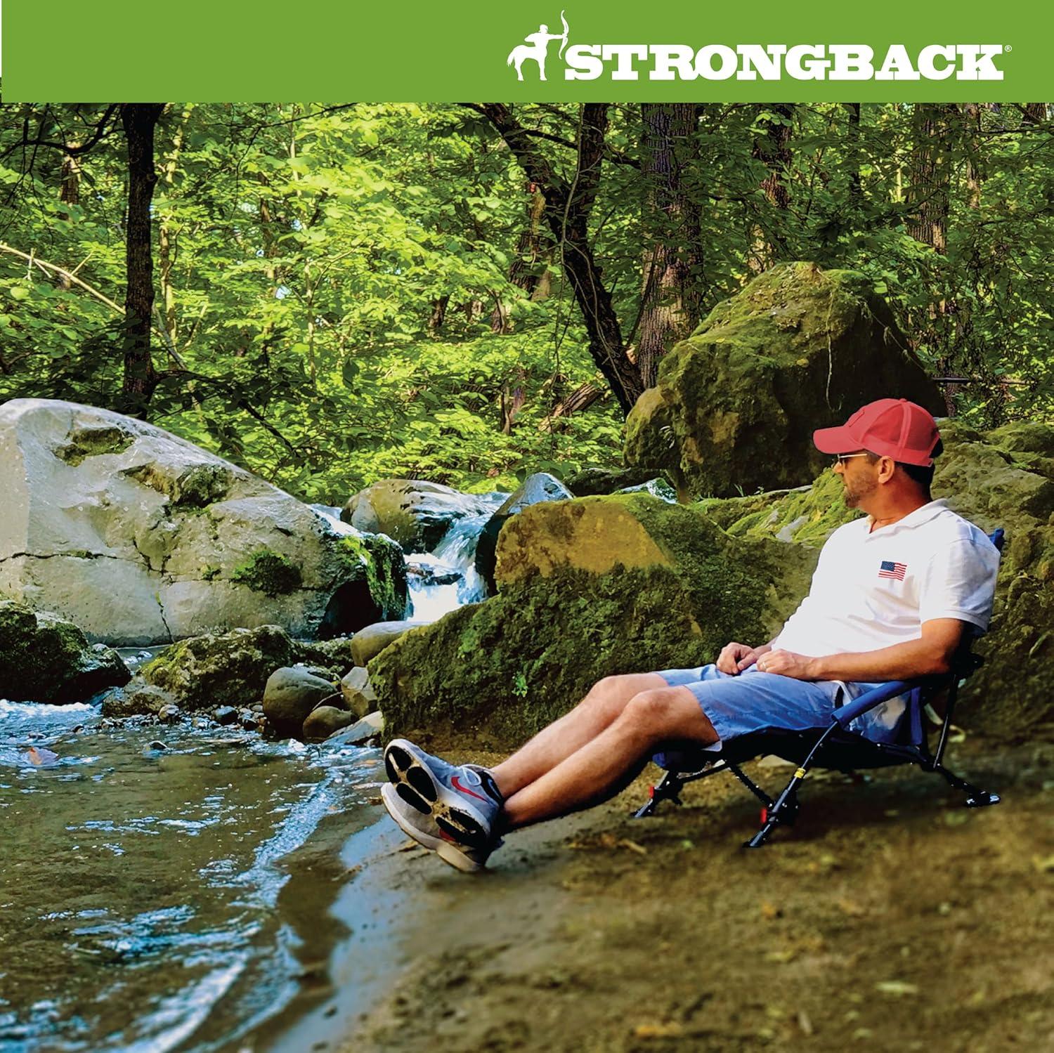 Strongback Low G Recliner Beach Chair with Lumbar Support, Black/Grey