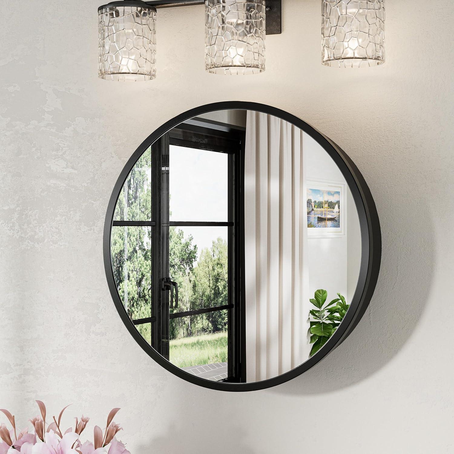 Gervon Round Wall Mounted Medicine Cabinet with Shelves