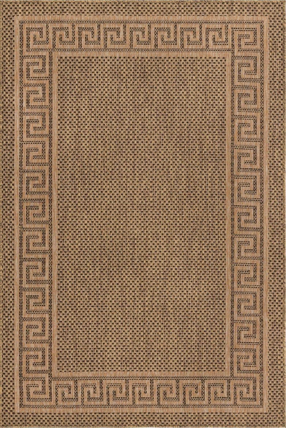 Unique Loom Outdoor Border Collection Area Rug - Greek Key (5' 3" x 8' Rectangle Brown/Light Brown)