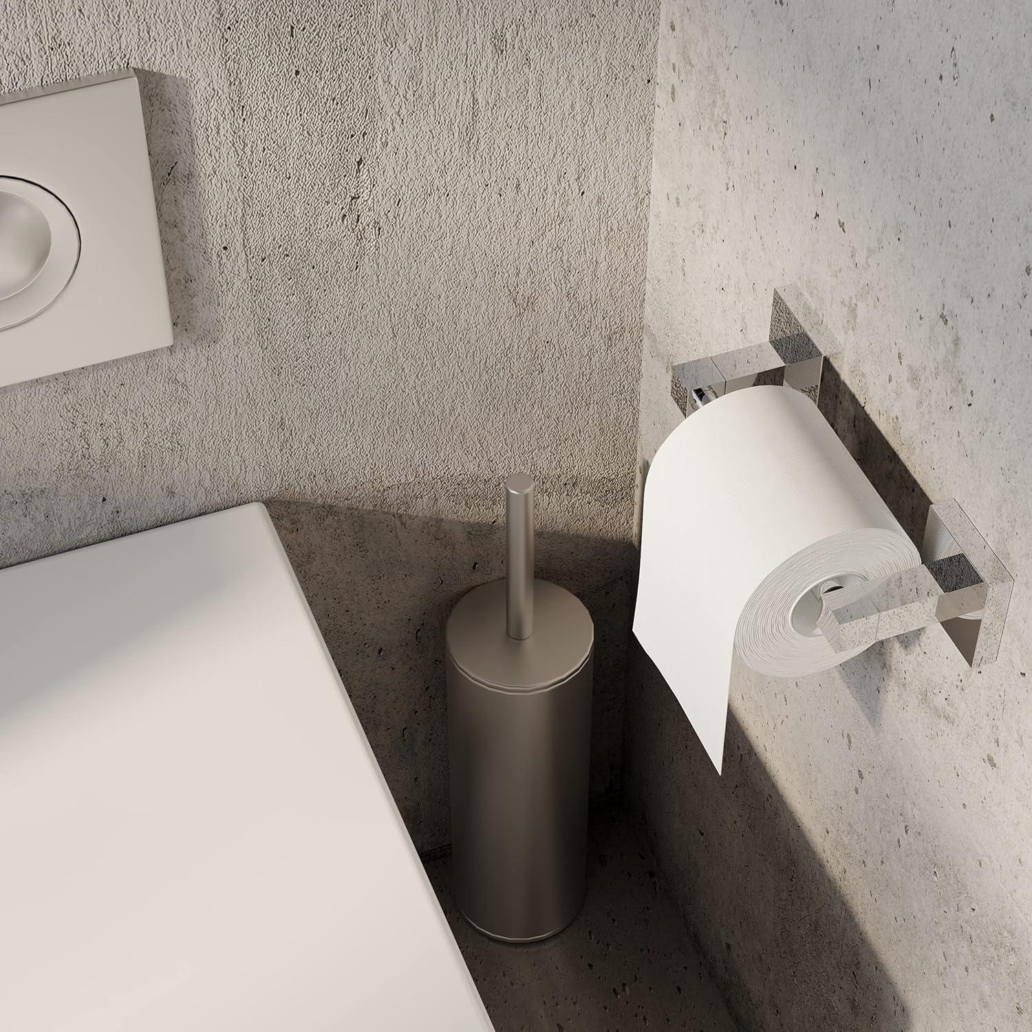 Double Post Pivoting Modern Square Toilet Paper Holder by RUACQ, Polished Chrome, Wall Mounted