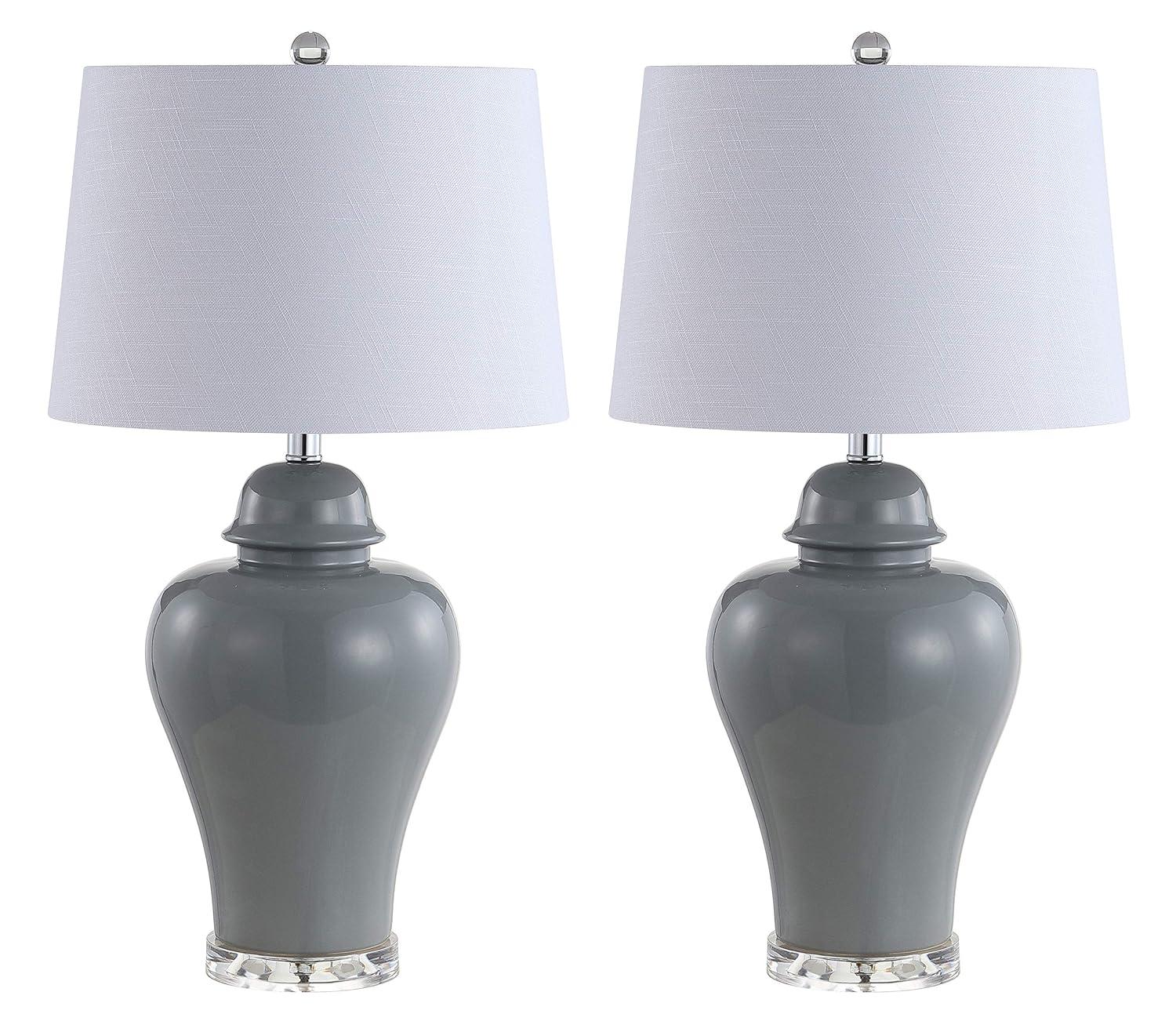 JONATHAN Y JYL4020A-SET2 Winnie 27" Ceramic Urn LED Table Lamp, Contemporary, Transitional for living room, dinning room, bedroom, office Bulb Included, Grey (Set of 2)