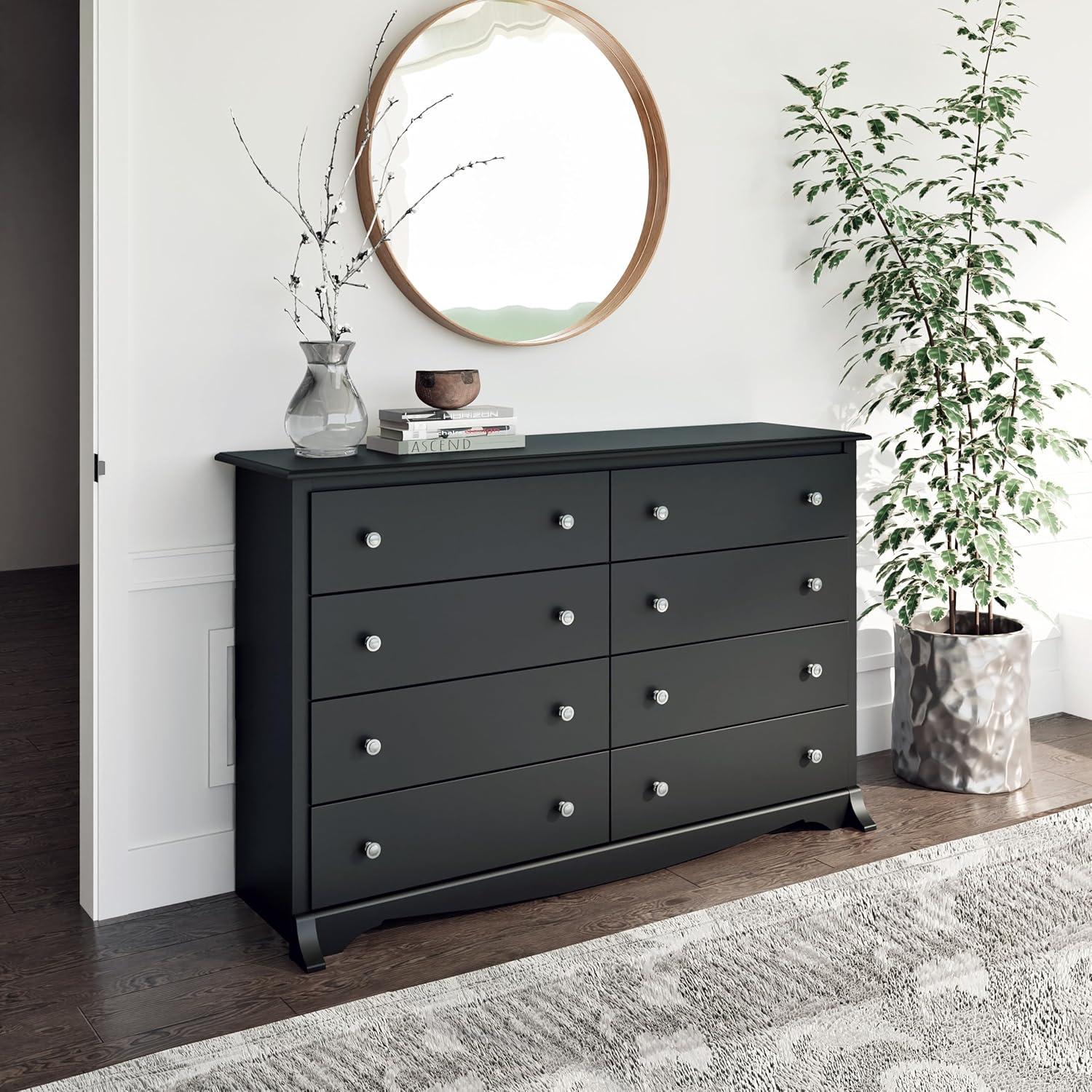 Sonoma 8 Drawer Dresser Black - Prepac: Laminated Transitional Style, Metal Hardware, Includes Anti-Tip