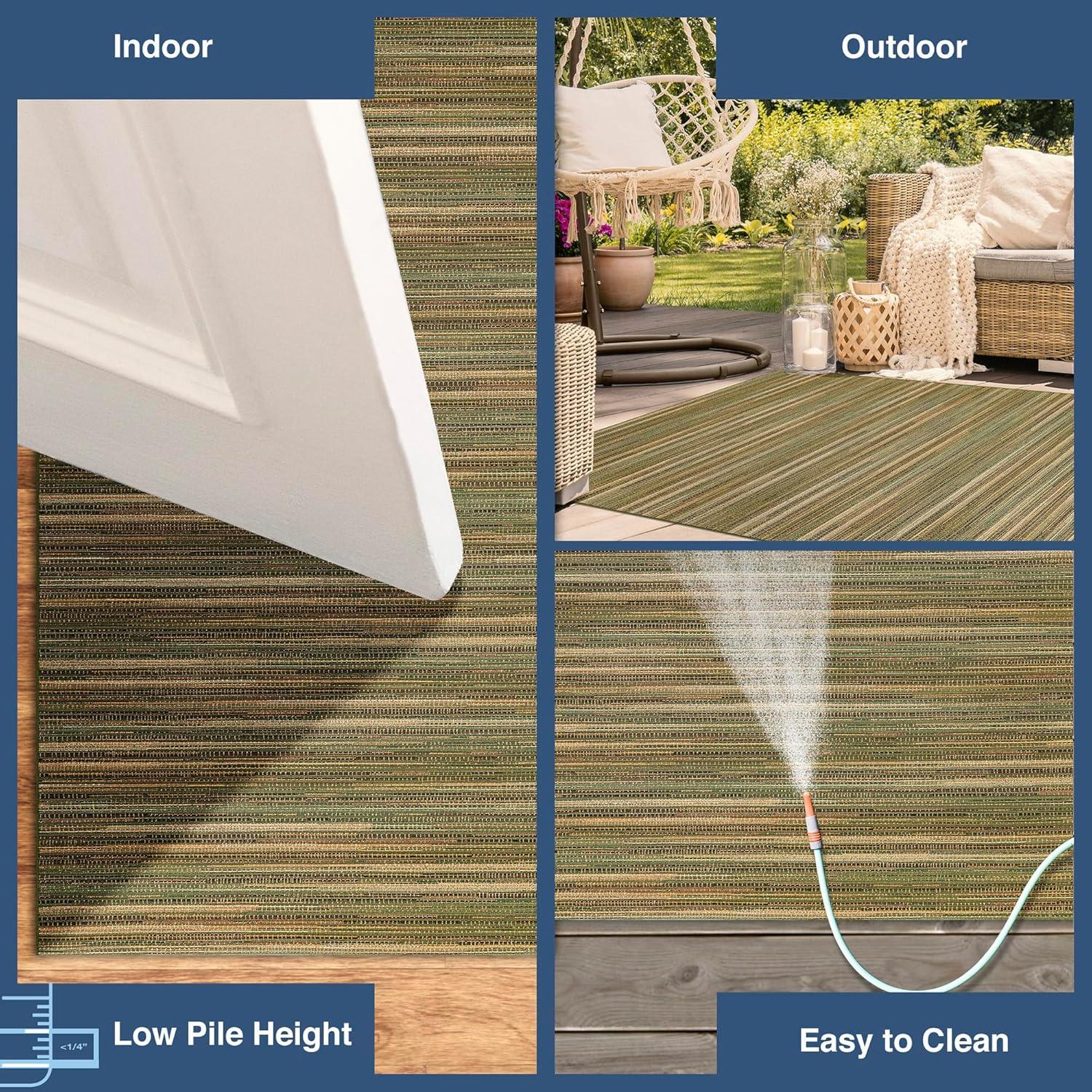 Liora Manne Marina Stripes Indoor/Outdoor Rug Green 3'3" x 4'11"