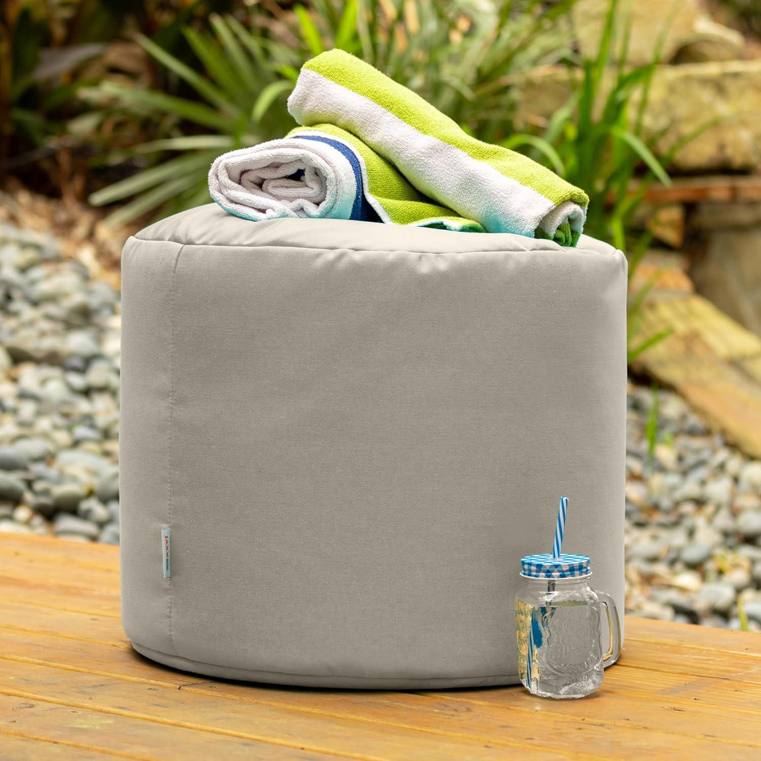 Jaxx Spring Indoor / Outdoor Bean Bag Pouf Ottoman, Sunbrella Flax