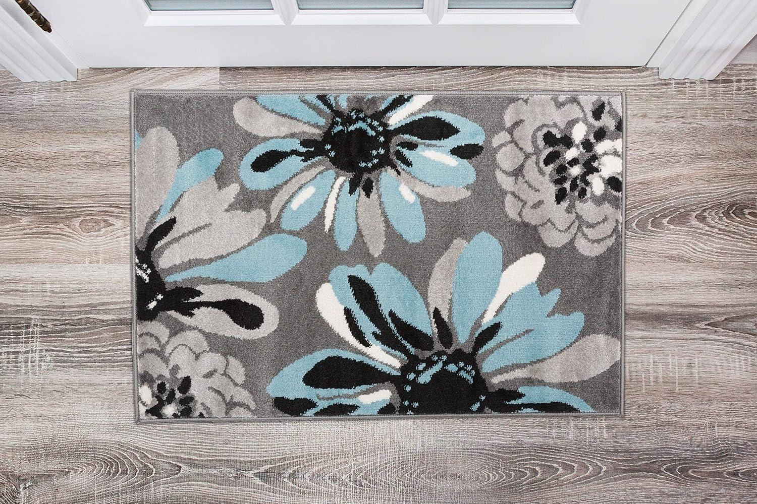 World Rug Gallery Contemporary Modern Flowers Area Rug