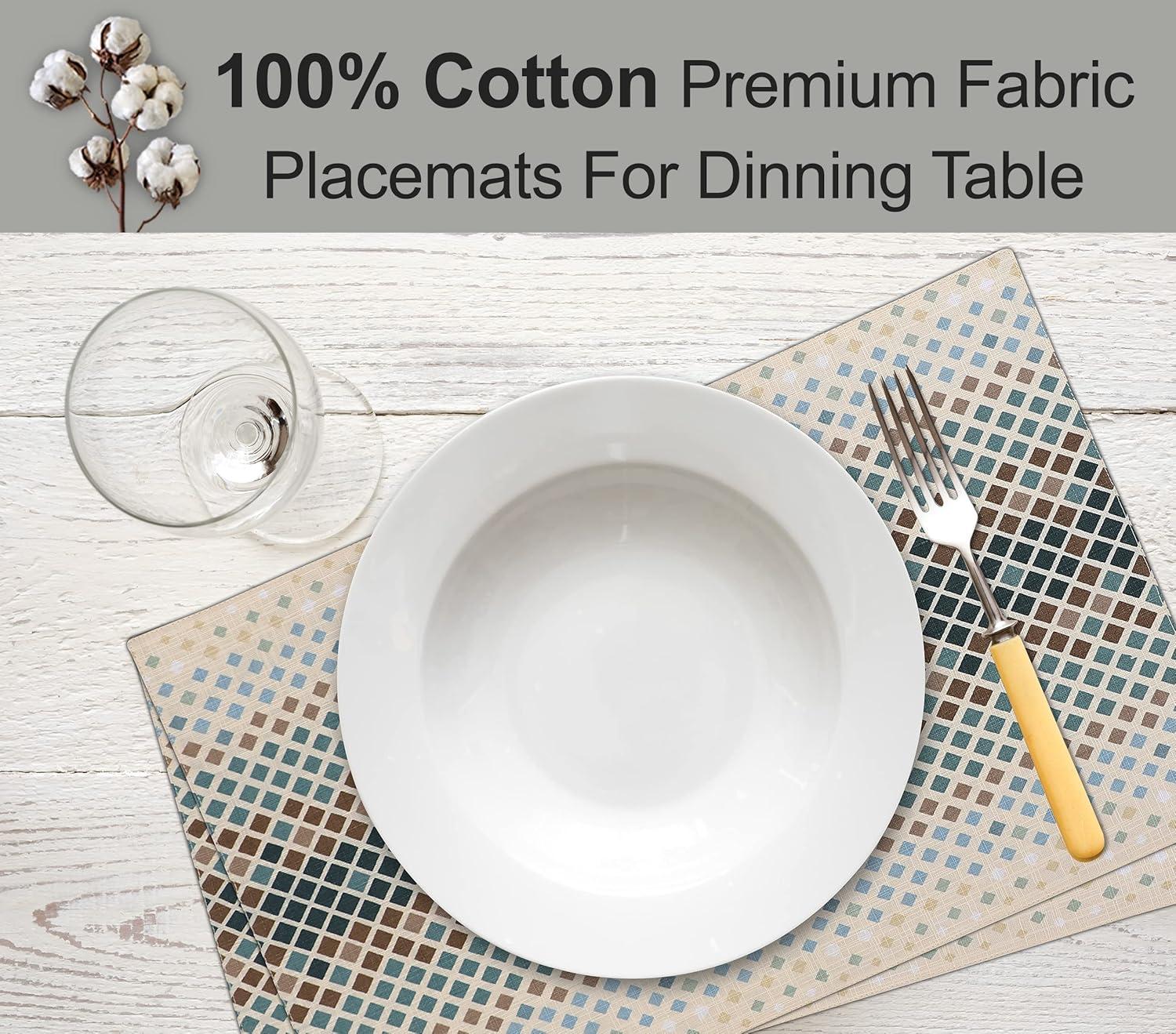 Dining Table Rectangle Placemats 100% Cotton Multi Pattern 13x19 Inches