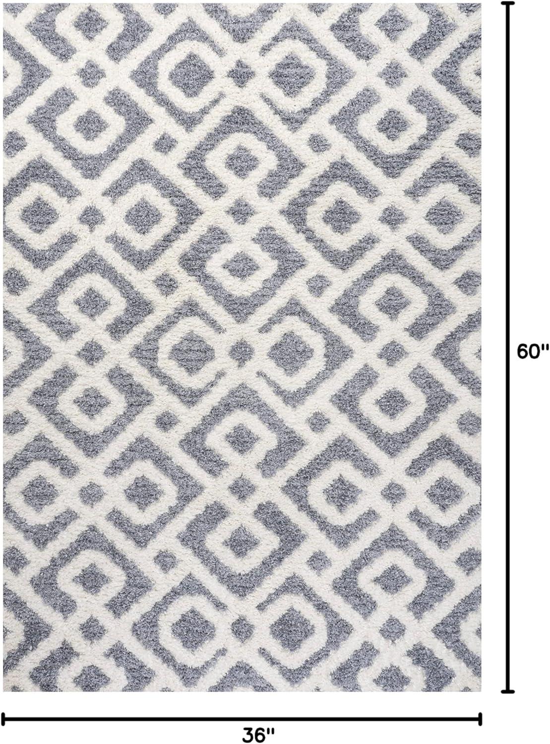 Cream and Gray Trellis High-Low 3x5 Area Rug