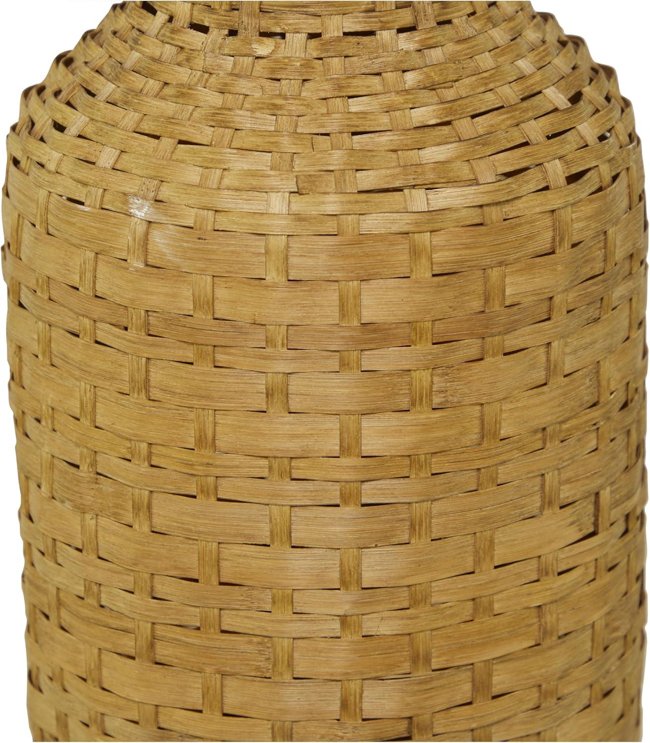 Studio 350 Intricately Woven Tall Bamboo Wood Floor Vase  - White or Brown Brown - 9"W, 39"H