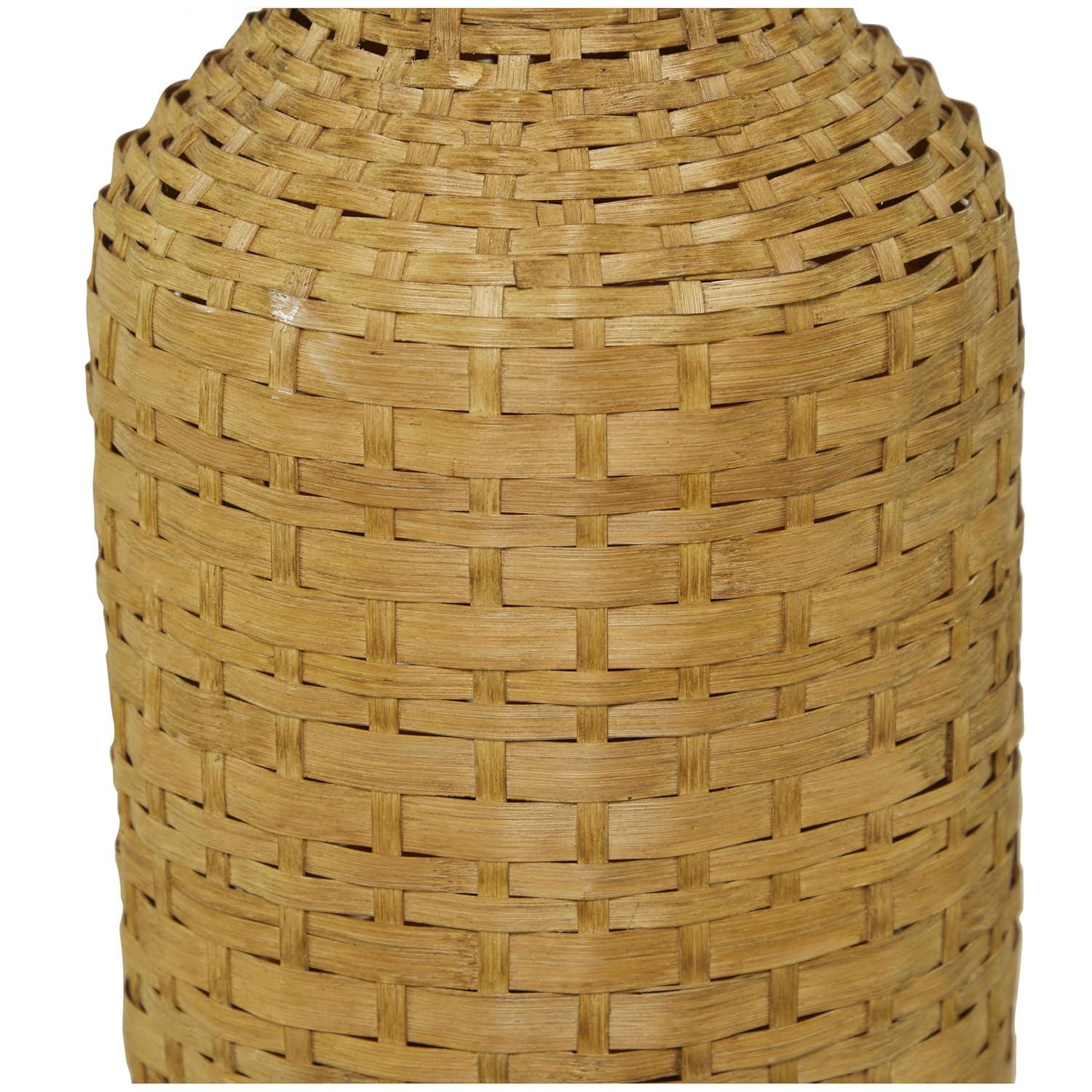 Studio 350 Intricately Woven Tall Bamboo Wood Floor Vase  - White or Brown Brown - 9"W, 39"H