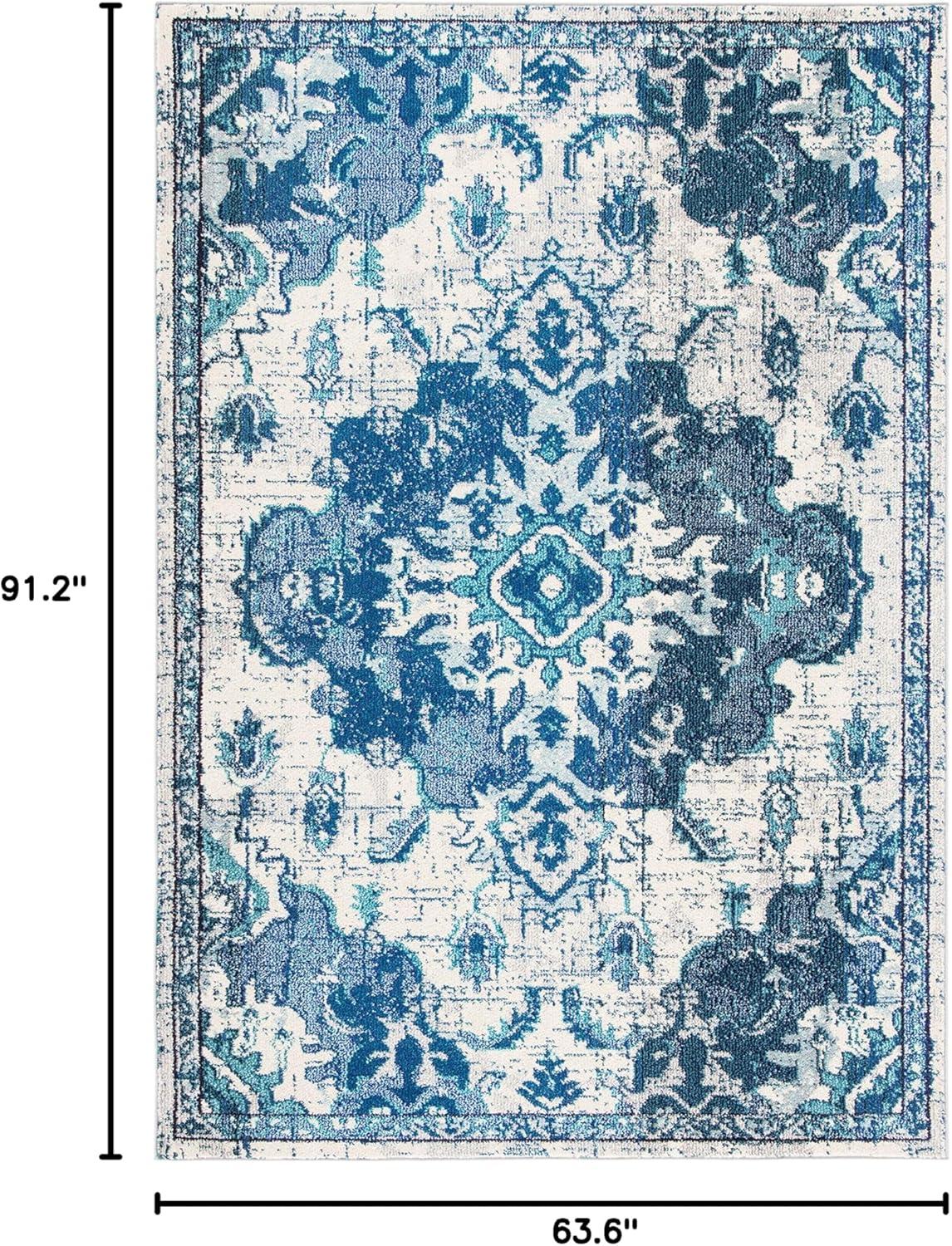 Madison MAD484 Power Loomed Indoor Area Rug - Ivory/Blue - 5'3"x7'6" - Safavieh