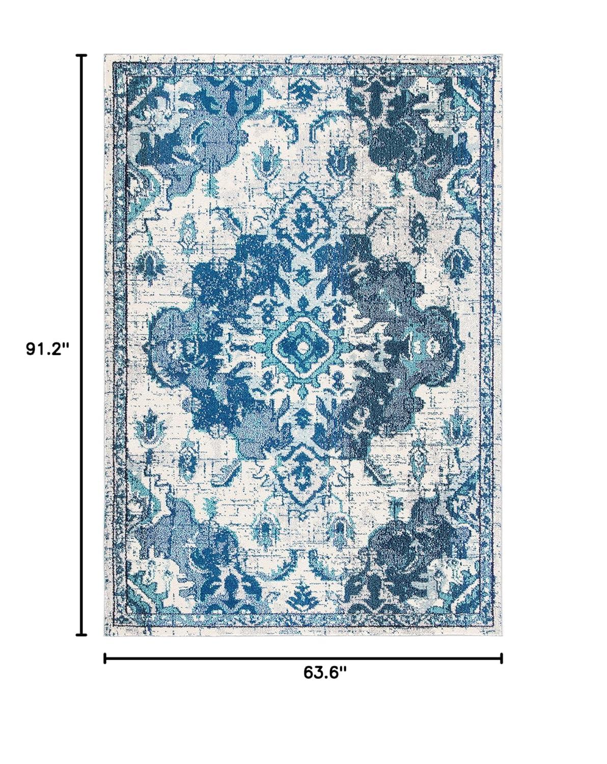 Madison MAD484 Power Loomed Indoor Area Rug - Ivory/Blue - 5'3"x7'6" - Safavieh