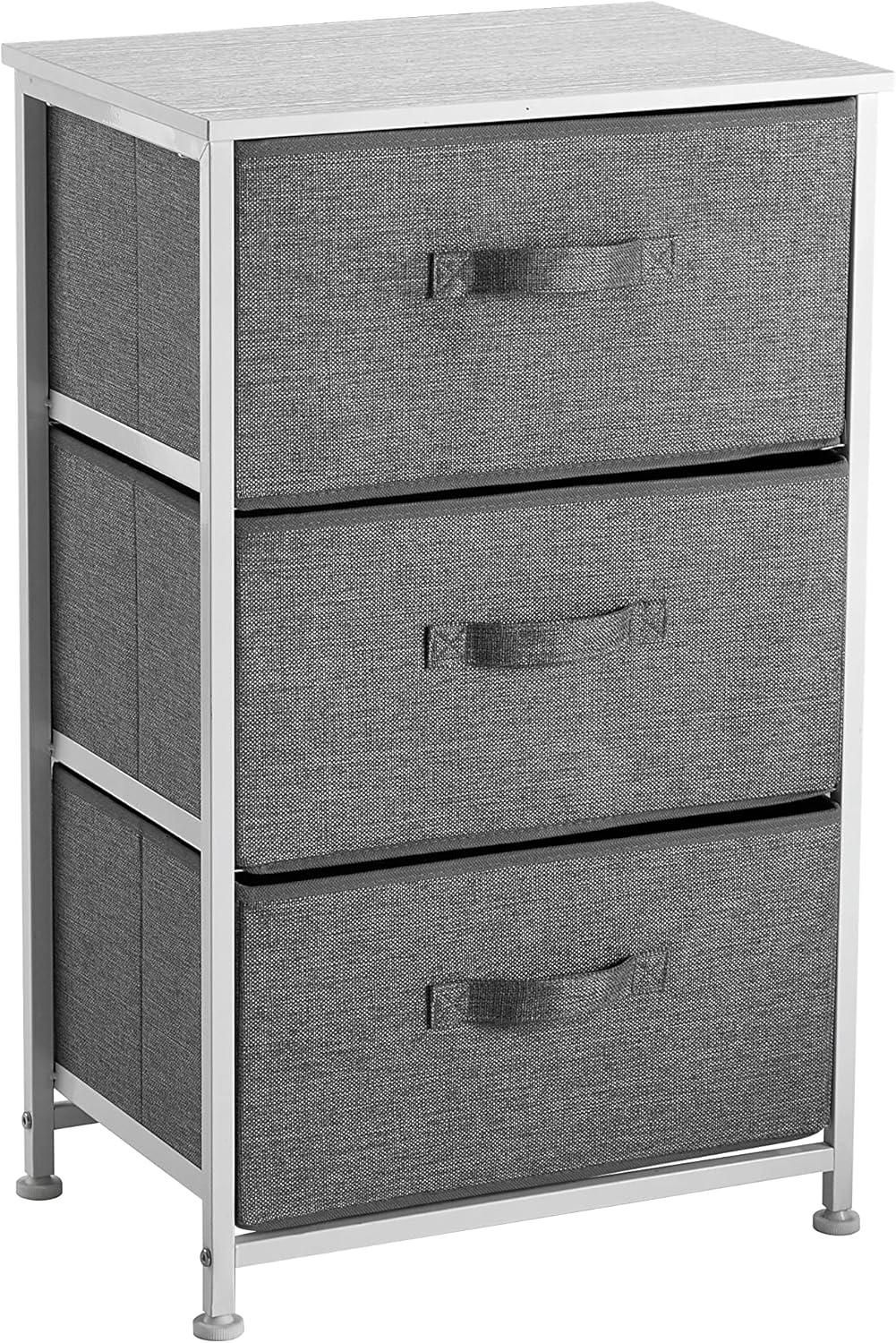 Gray 3-Tier Fabric Drawer Storage Cart with MDF Frame