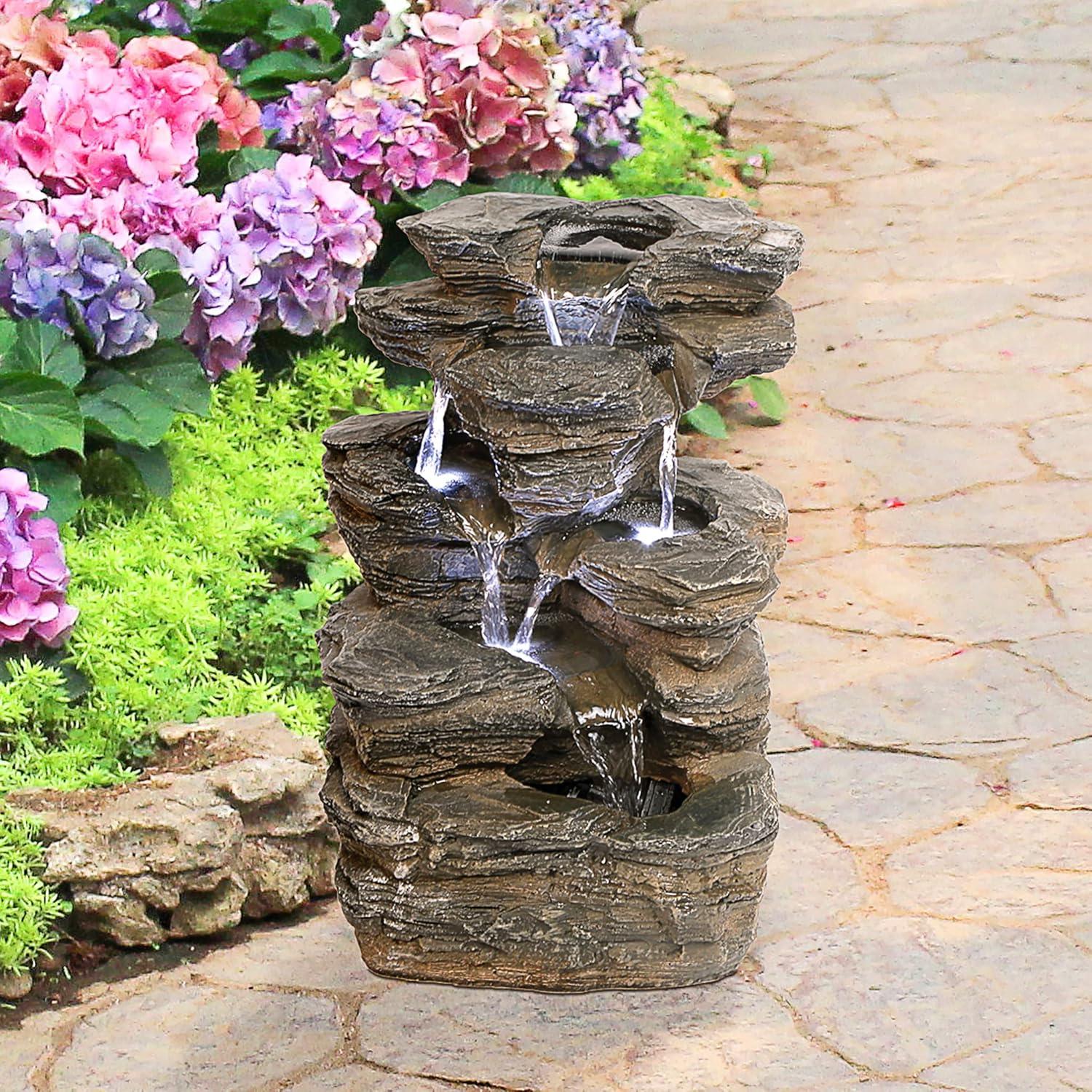 Design Toscano Devil's Thumb Falls Illuminated Garden Fountain