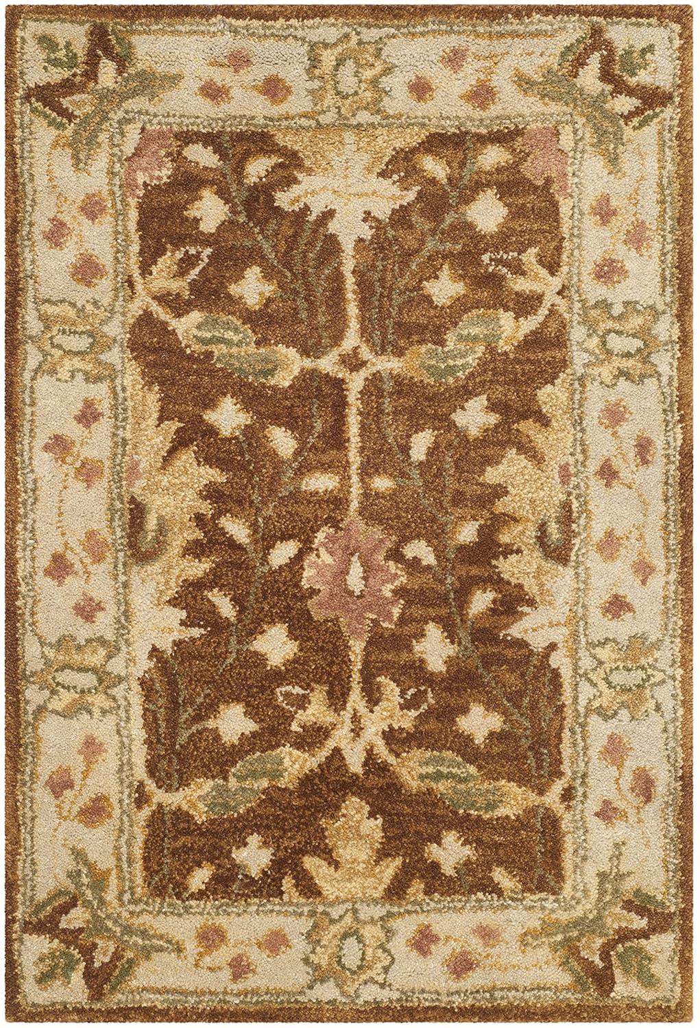 SAFAVIEH Antiquity Derbhile Traditional Bordered Wool Area Rug, Brown/Beige, 2' x 3'