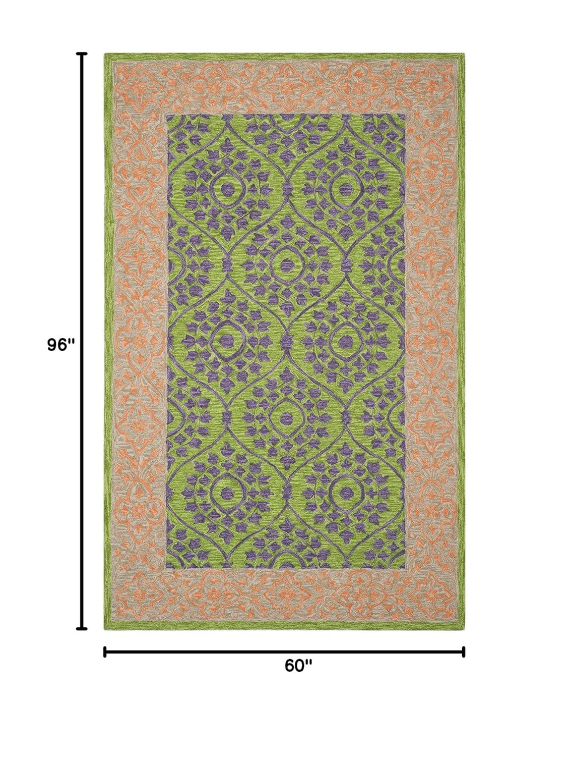 Suzani SZN102 Hand Hooked Indoor Area Rug - Green/Violet - 5'x8' - Safavieh.