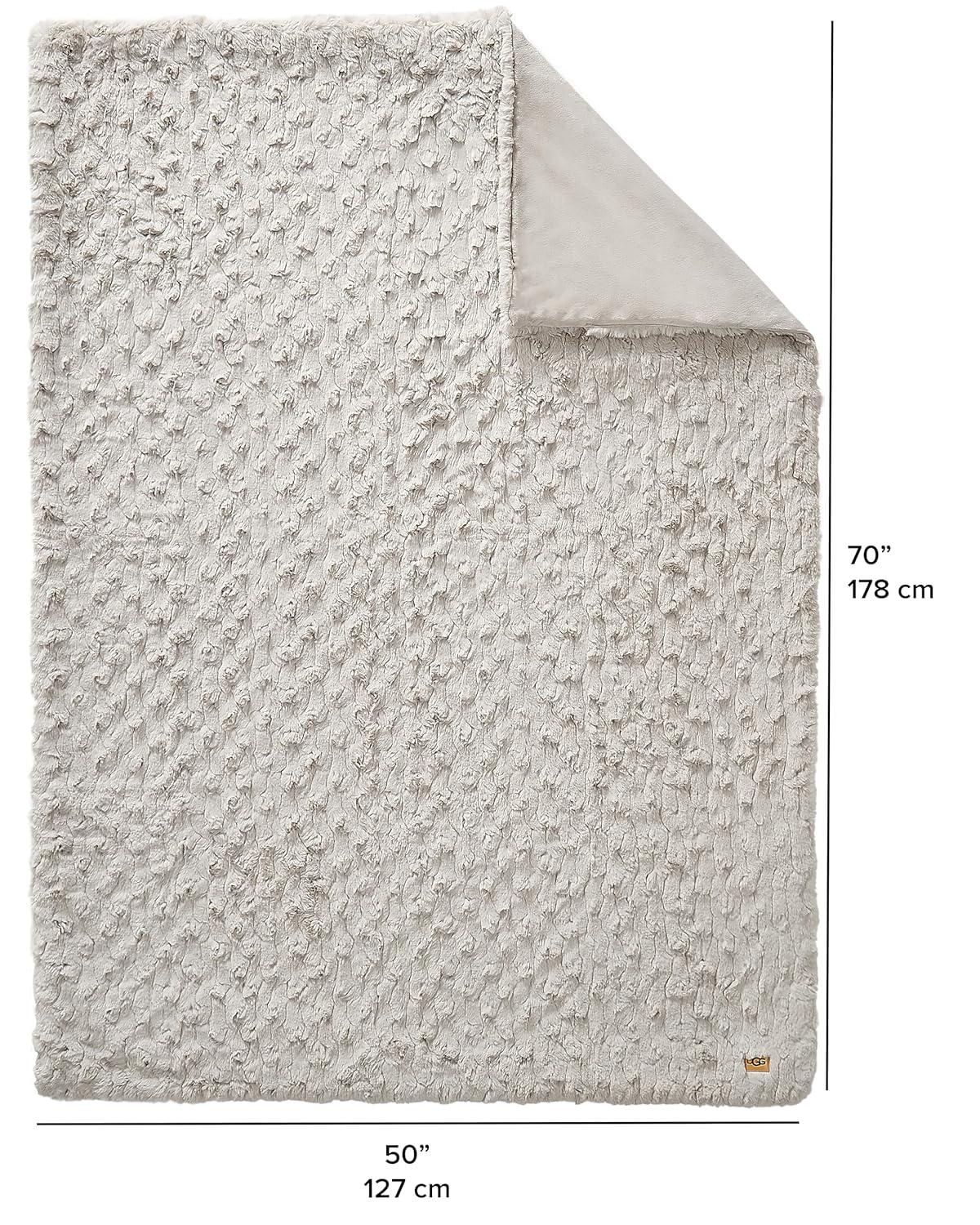 GOURE 25518 Amanda Reversible Throw Blanket Flannel Plush Luxury Cuddly Cozy Warm Furry Ultra-Soft Blankets for Couch or Bed, 70 x 50-inch, Stone
