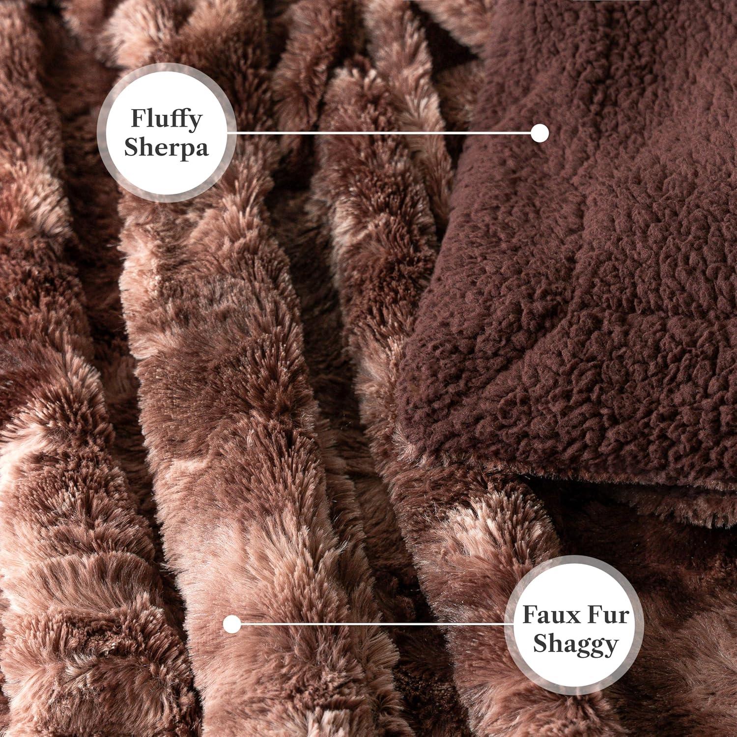 PAVILIA Tie-Dye Faux Fur Throw Blanket, Furry Fuzzy Fluffy Shaggy Plush Warm Reversible Thick for Bed Couch Sofa