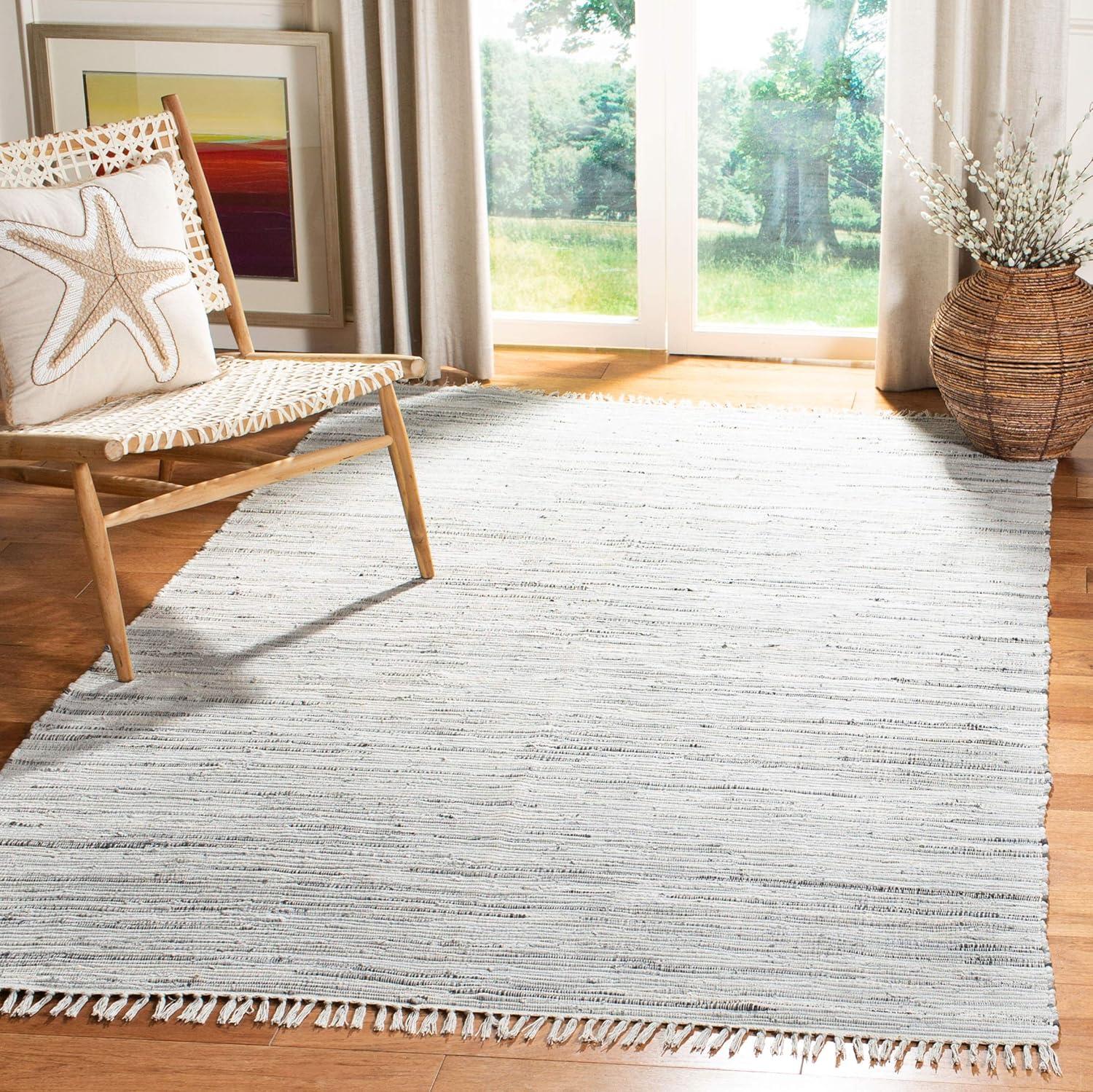 SAFAVIEH Rag Robynne Striped Cotton Area Rug, Grey, 3' x 5'